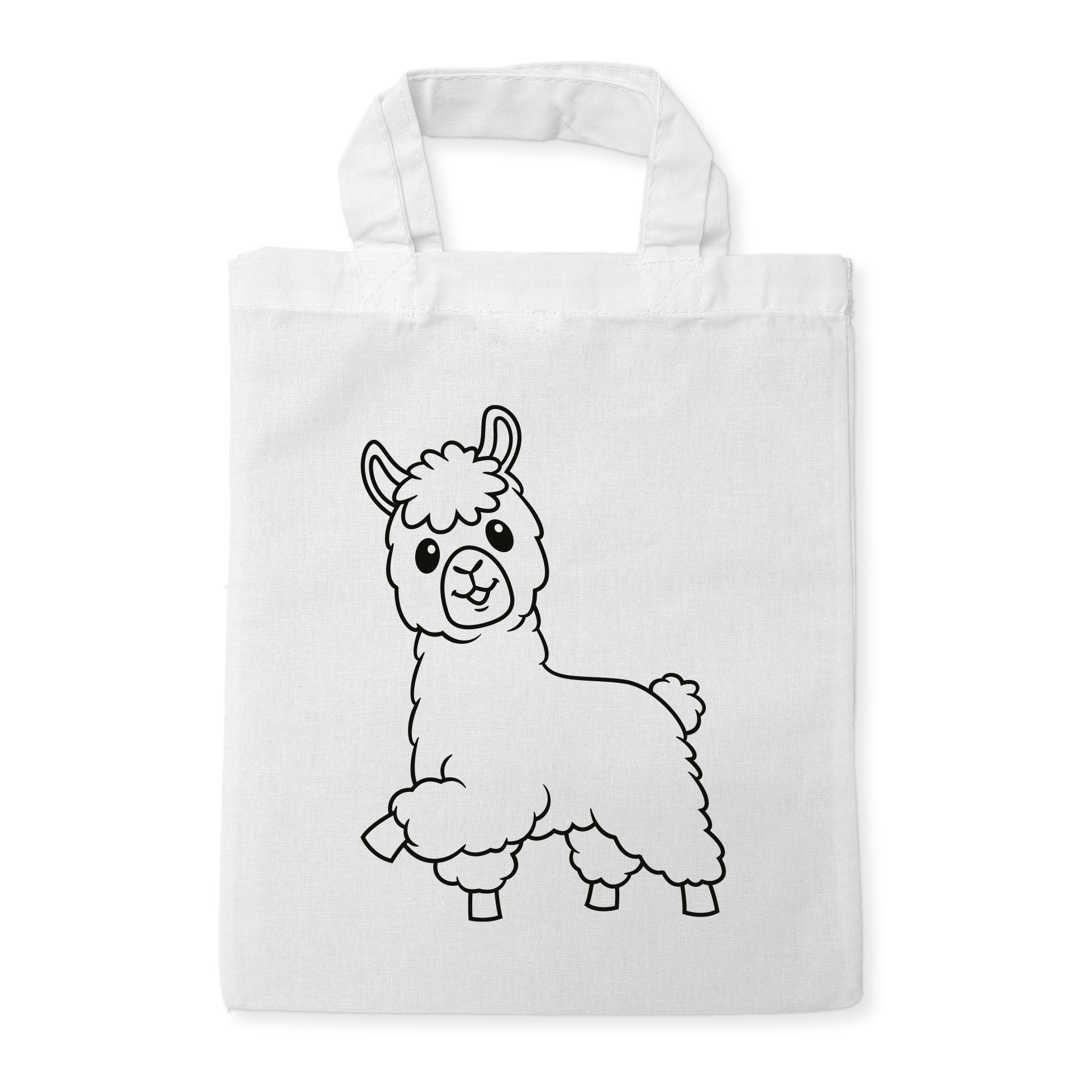 Alpaka Lama Kindertaschen zum Ausmalen, 22 x 26 cm, 100% Baumwolle