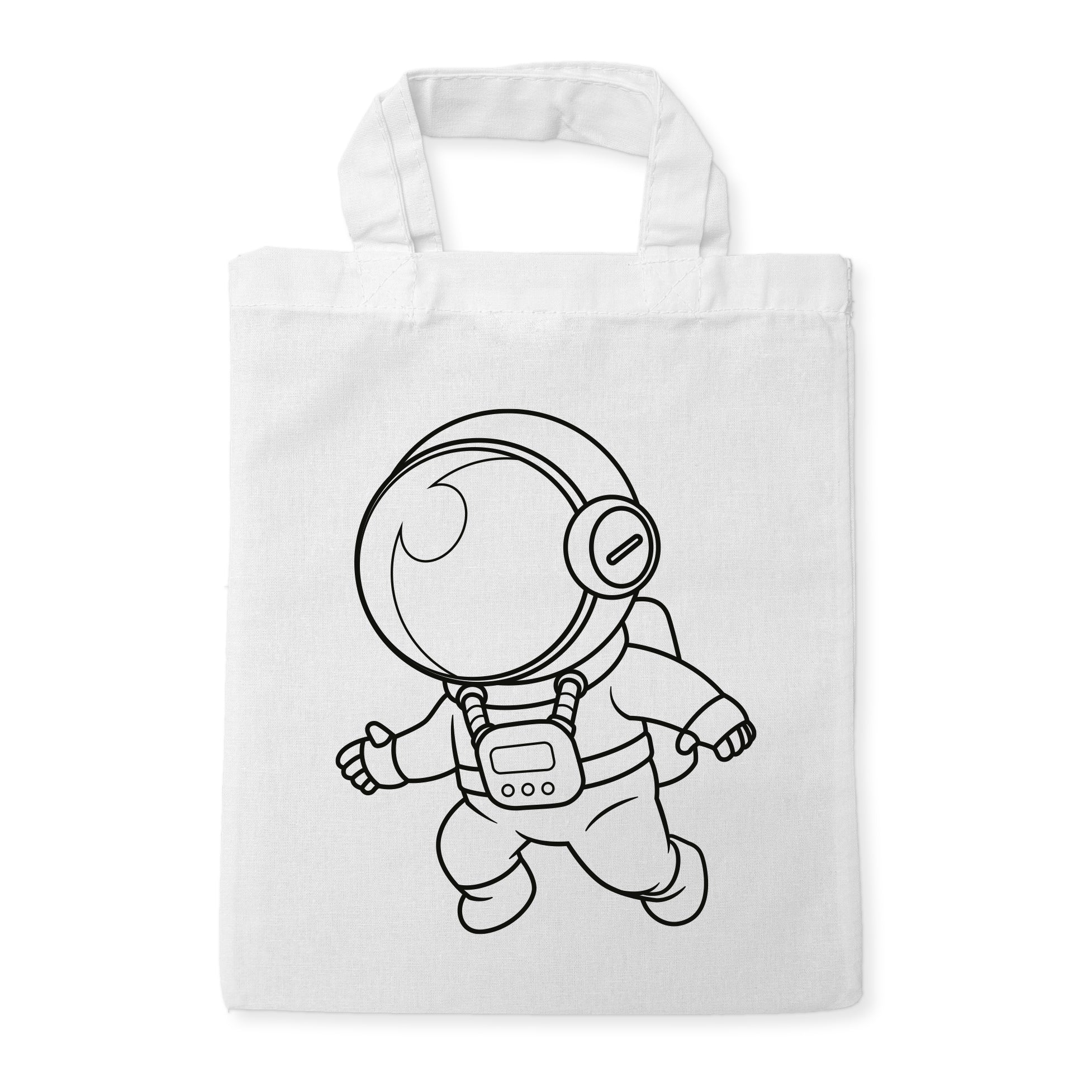 Astronaut Weltraum Kindertaschen (5 Stück) zum Ausmalen, 22 x 26 cm, 100% Baumwolle
