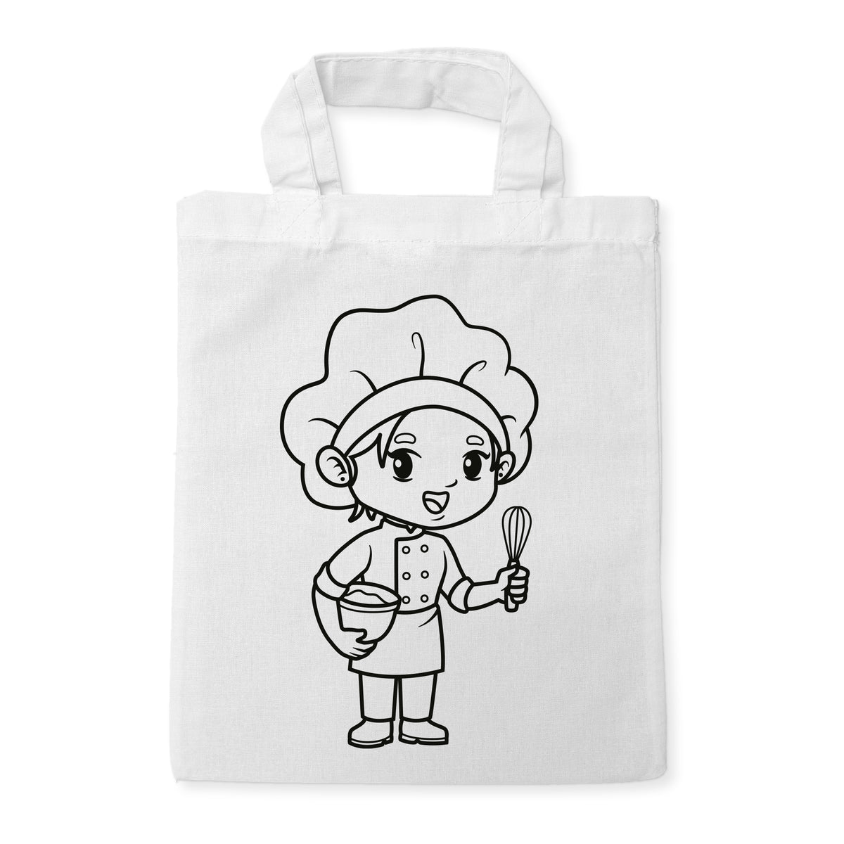 Bäckerin Ausmaltasche für Kinder, unbemaltes Motiv