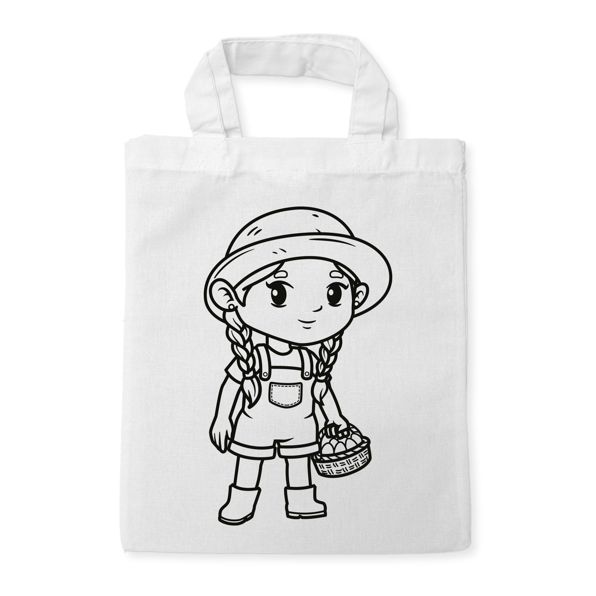 Bäuerin Kindertaschen zum Ausmalen, 22 x 26 cm, 100% Baumwolle