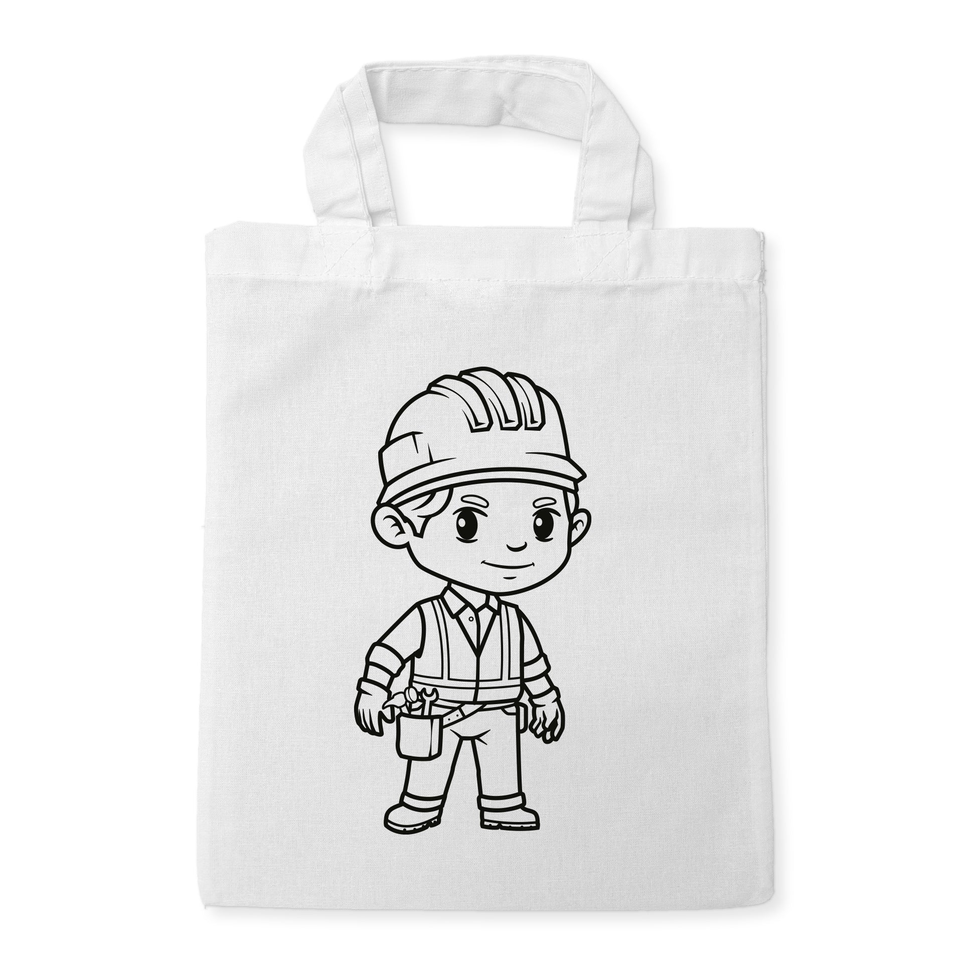 Bauarbeiter Kindertaschen zum Ausmalen, 22 x 26 cm, 100% Baumwolle