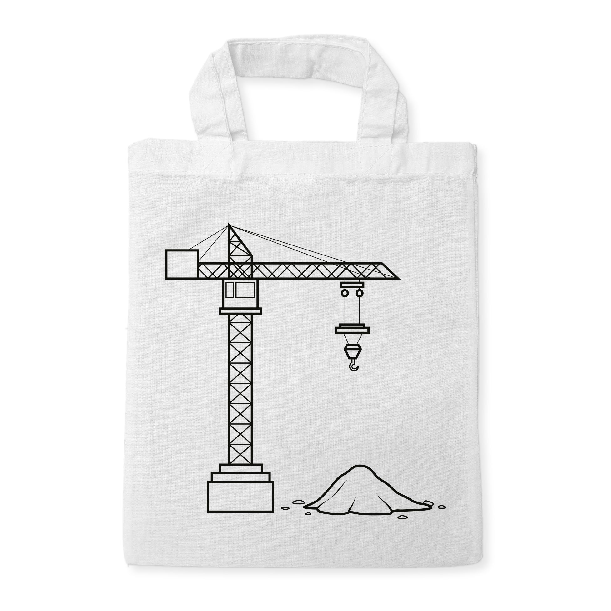 Baustellenkran Kindertaschen zum Ausmalen, 22 x 26 cm, 100% Baumwolle