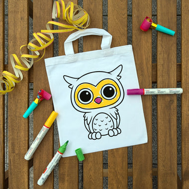 Eule Kindertaschen zum Ausmalen, 22 x 26 cm, 100% Baumwolle