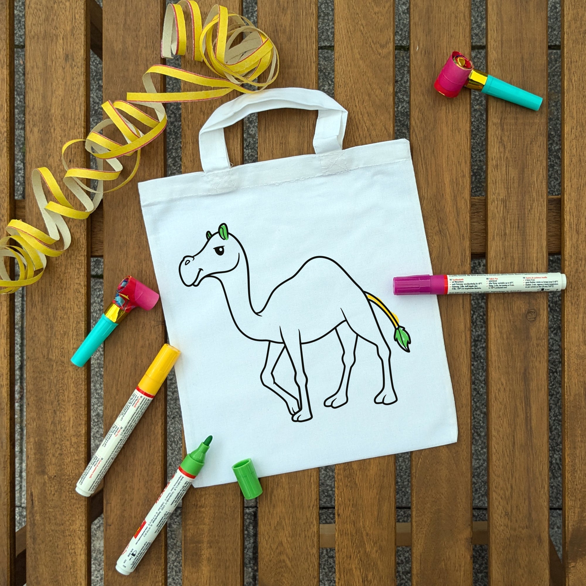 Kamel Kindertaschen zum Ausmalen, 22 x 26 cm, 100% Baumwolle