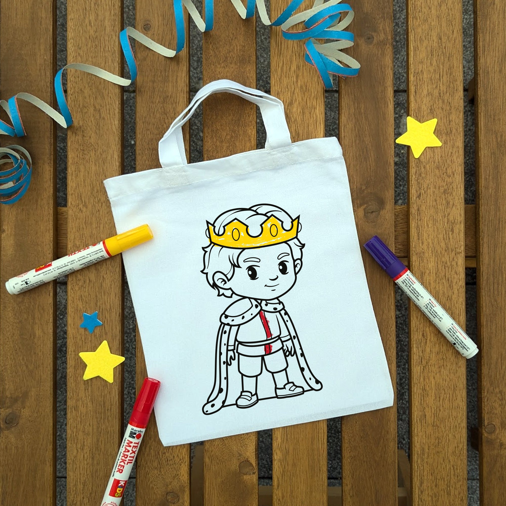 König Kindertaschen zum Ausmalen, 22 x 26 cm, 100% Baumwolle