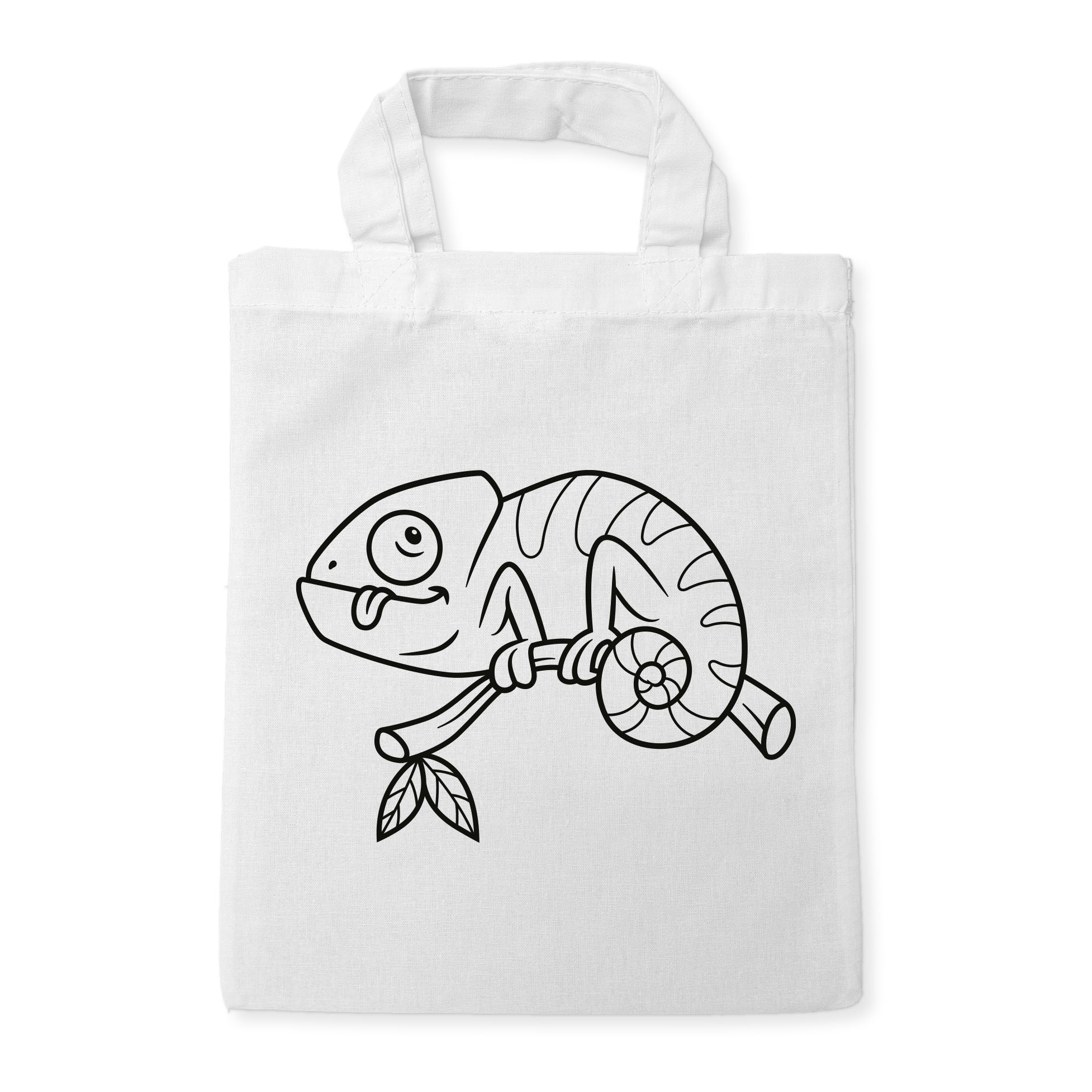 Chamäleon Kindertaschen zum Ausmalen, 22 x 26 cm, 100% Baumwolle