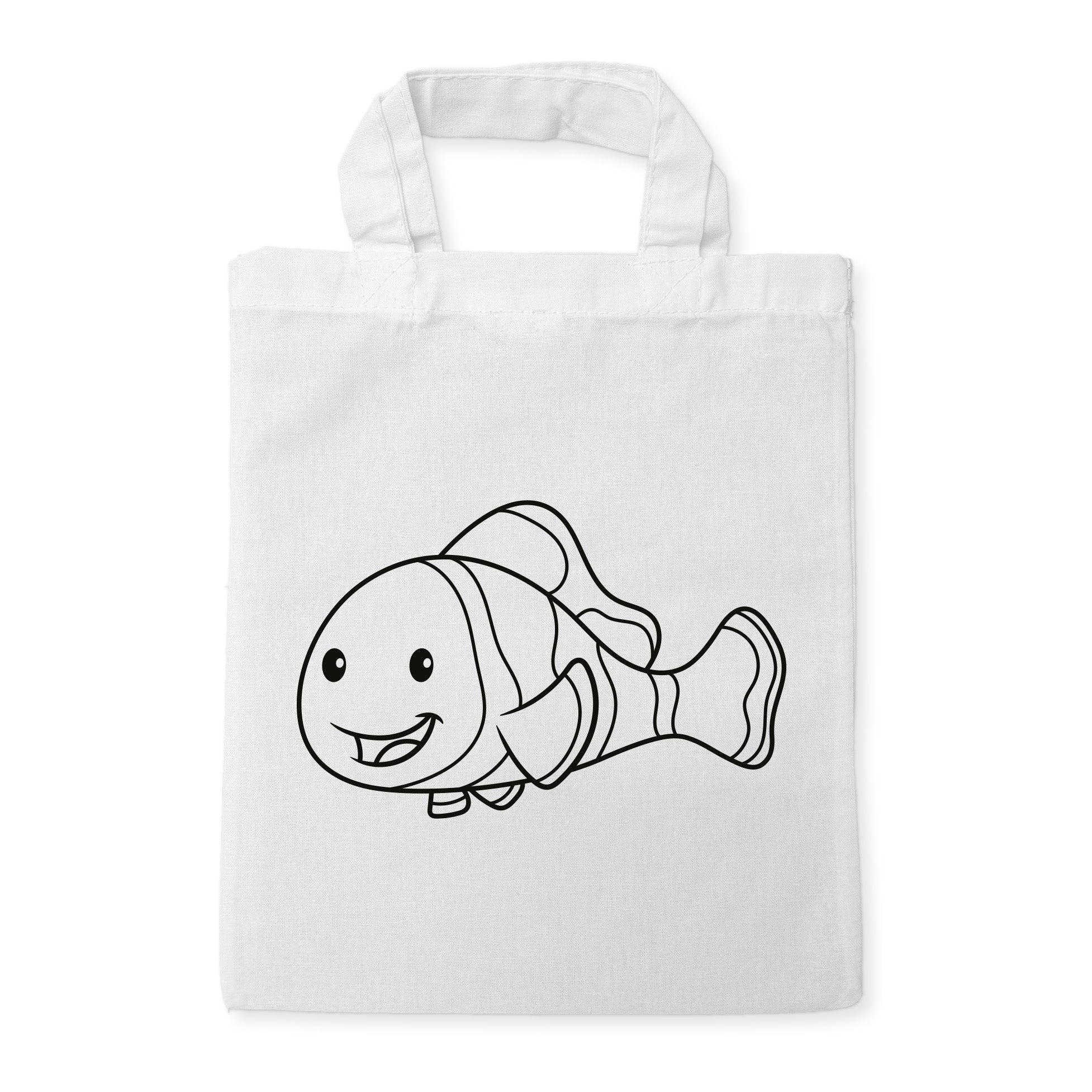 Clownfisch Kindertaschen zum Ausmalen, 22 x 26 cm, 100% Baumwolle