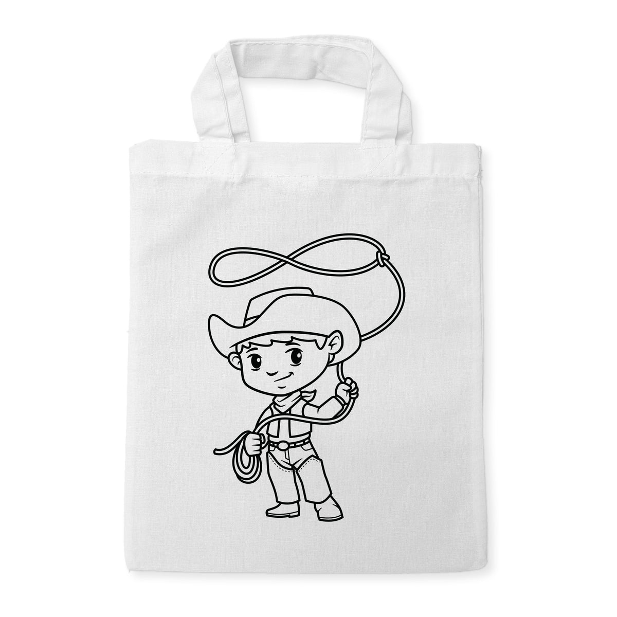 Cowboy Ausmaltasche für Kinder, unbemaltes Motiv