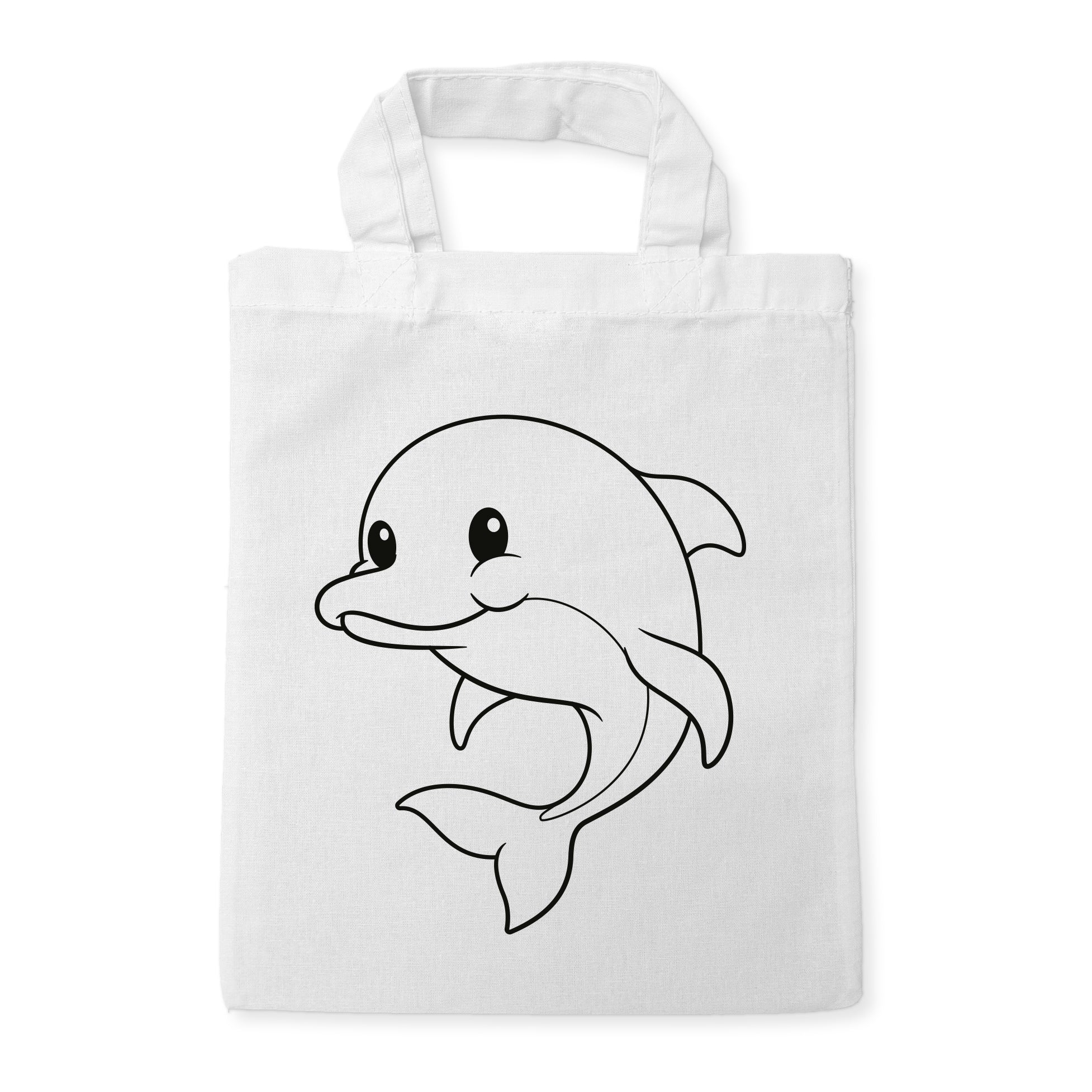Delfin Kindertaschen zum Ausmalen, 22 x 26 cm, 100% Baumwolle