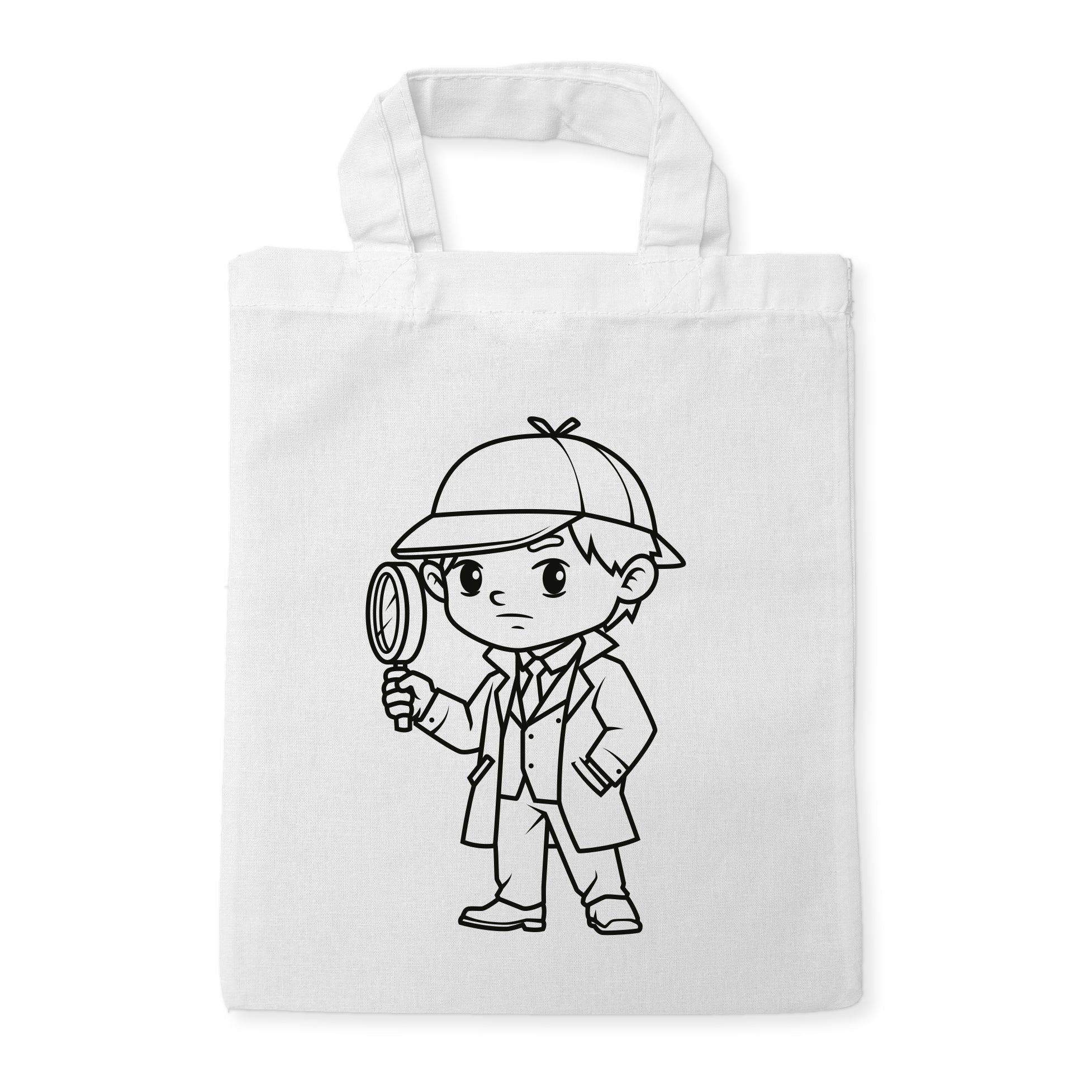 Detektiv Kindertaschen (5 Stück) zum Ausmalen, 22 x 26 cm, 100% Baumwolle