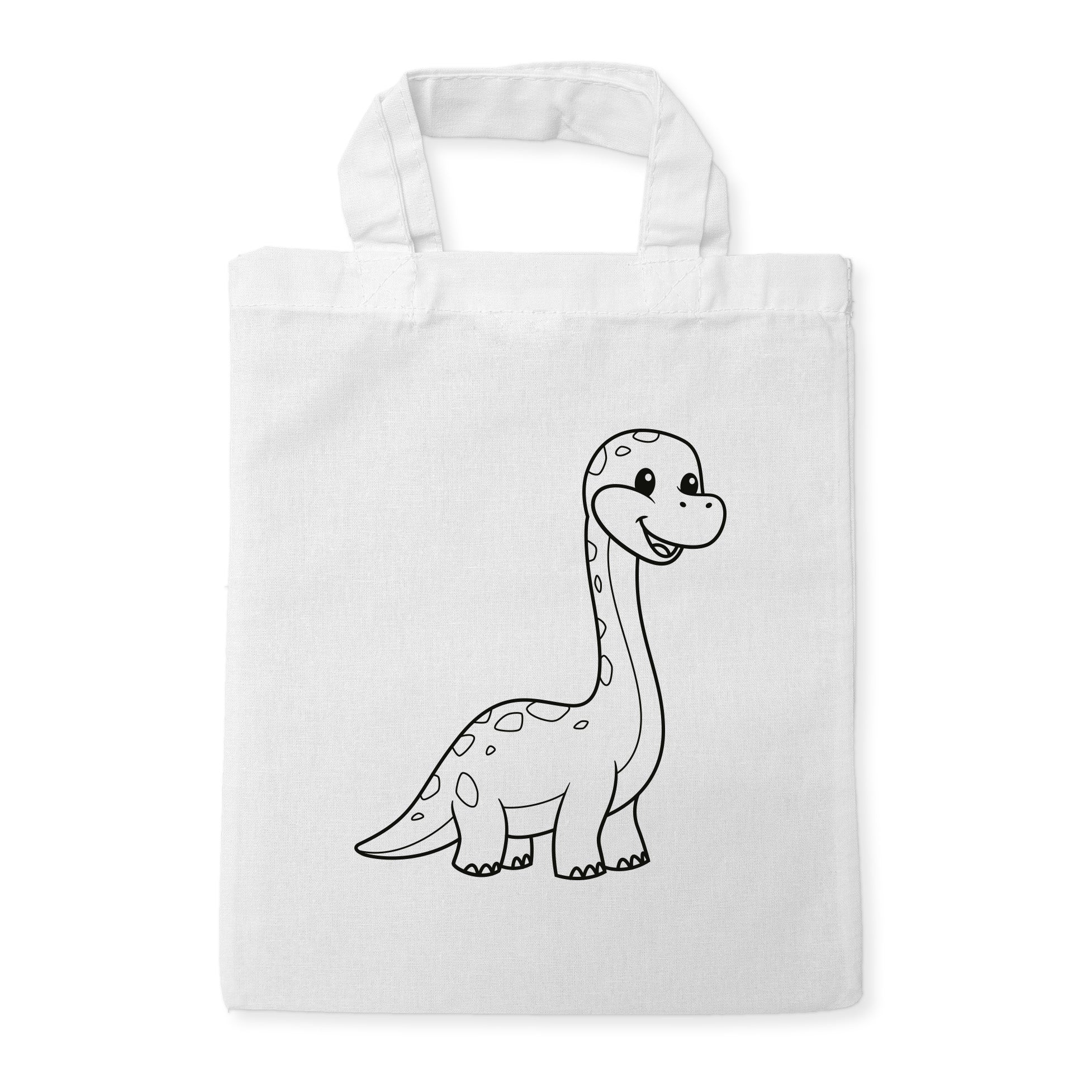 Brachiosaurus Dinosaurier Kindertaschen zum Ausmalen, 22 x 26 cm, 100% Baumwolle