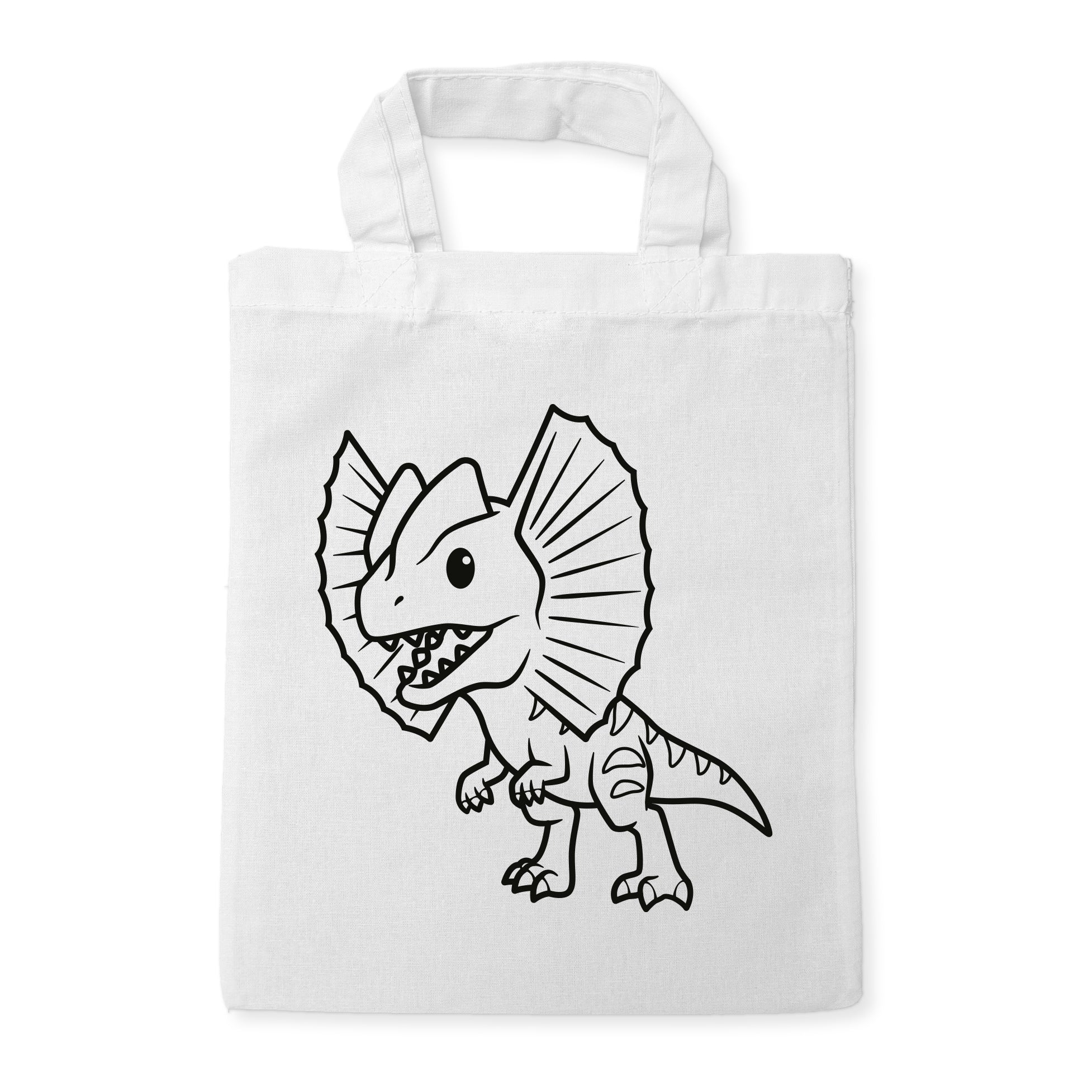 Dilophosaurus Dinosaurier Kindertaschen zum Ausmalen, 22 x 26 cm, 100% Baumwolle
