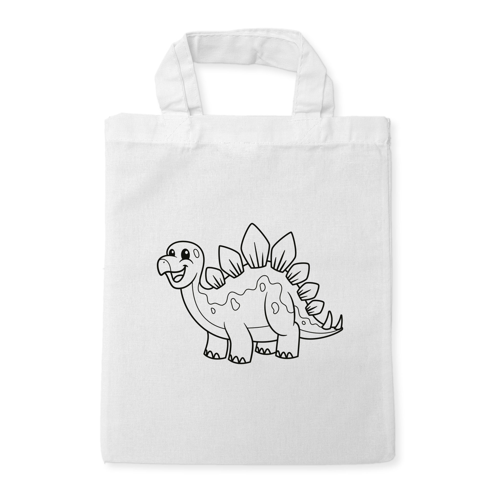 Stegosaurus Dinosaurier Kindertaschen zum Ausmalen, 22 x 26 cm, 100% Baumwolle