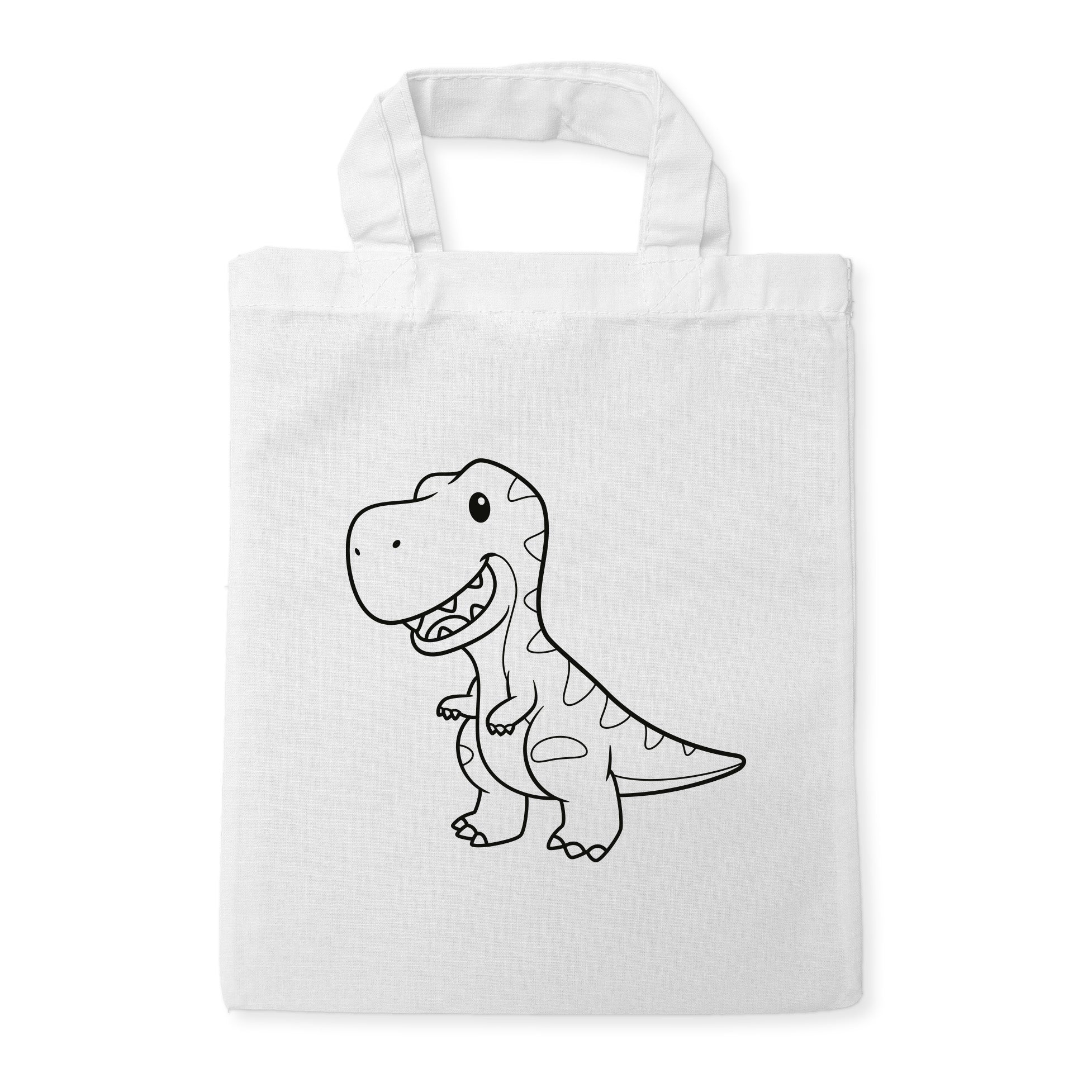 T-Rex Dinosaurier Kindertaschen zum Ausmalen, 22 x 26 cm, 100% Baumwolle
