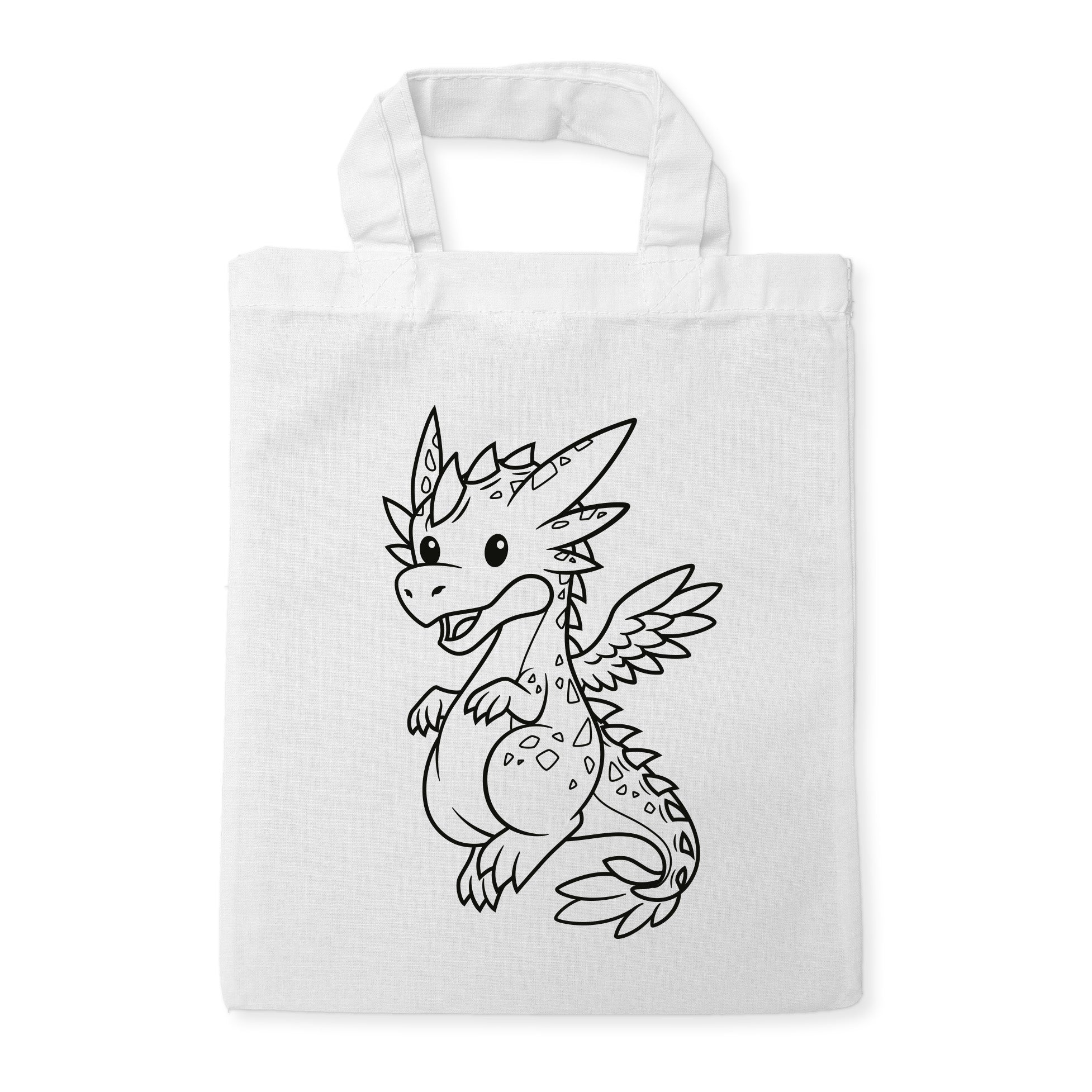Drache Kindertaschen zum Ausmalen, 22 x 26 cm, 100% Baumwolle