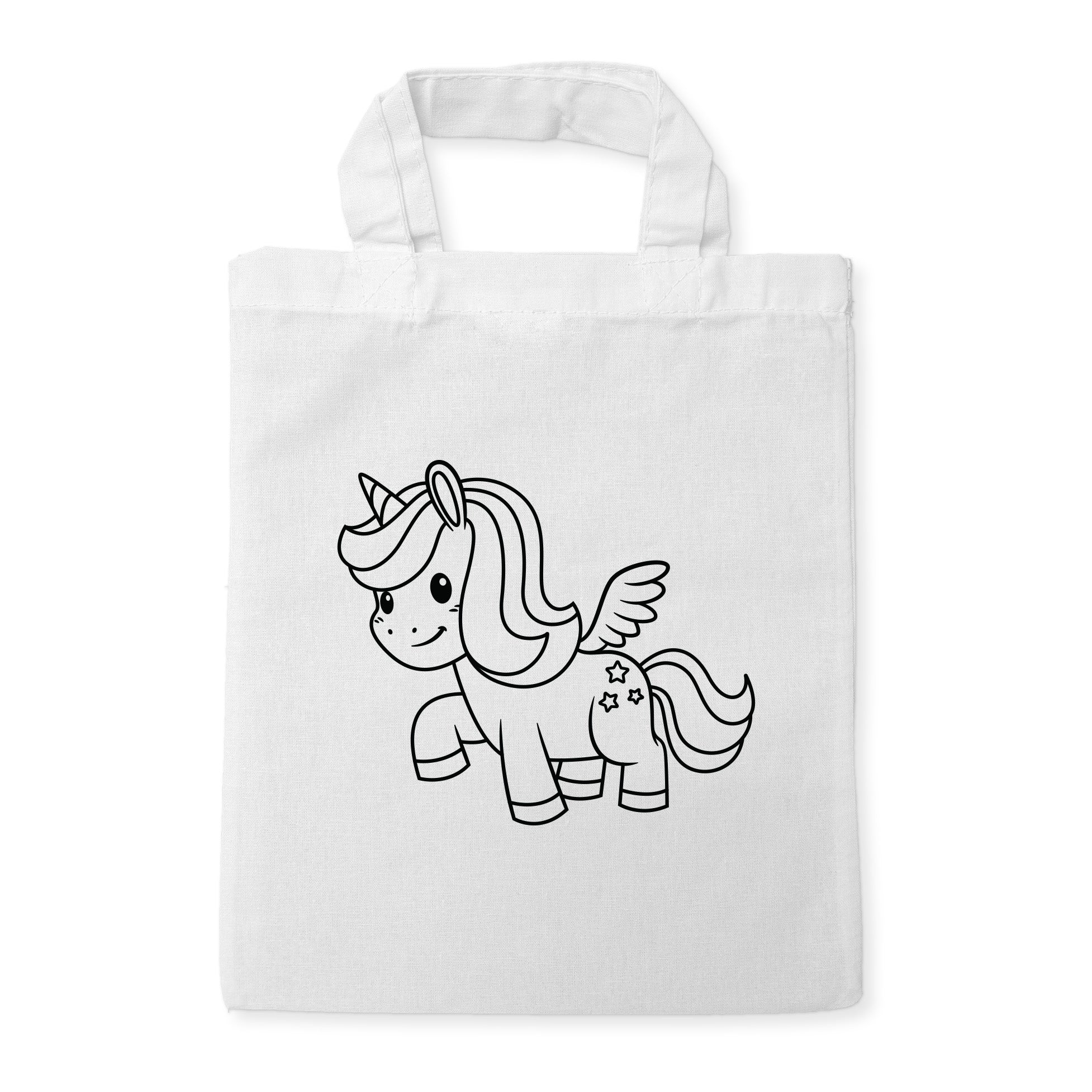 Einhorn Kindertaschen zum Ausmalen, 22 x 26 cm, 100% Baumwolle