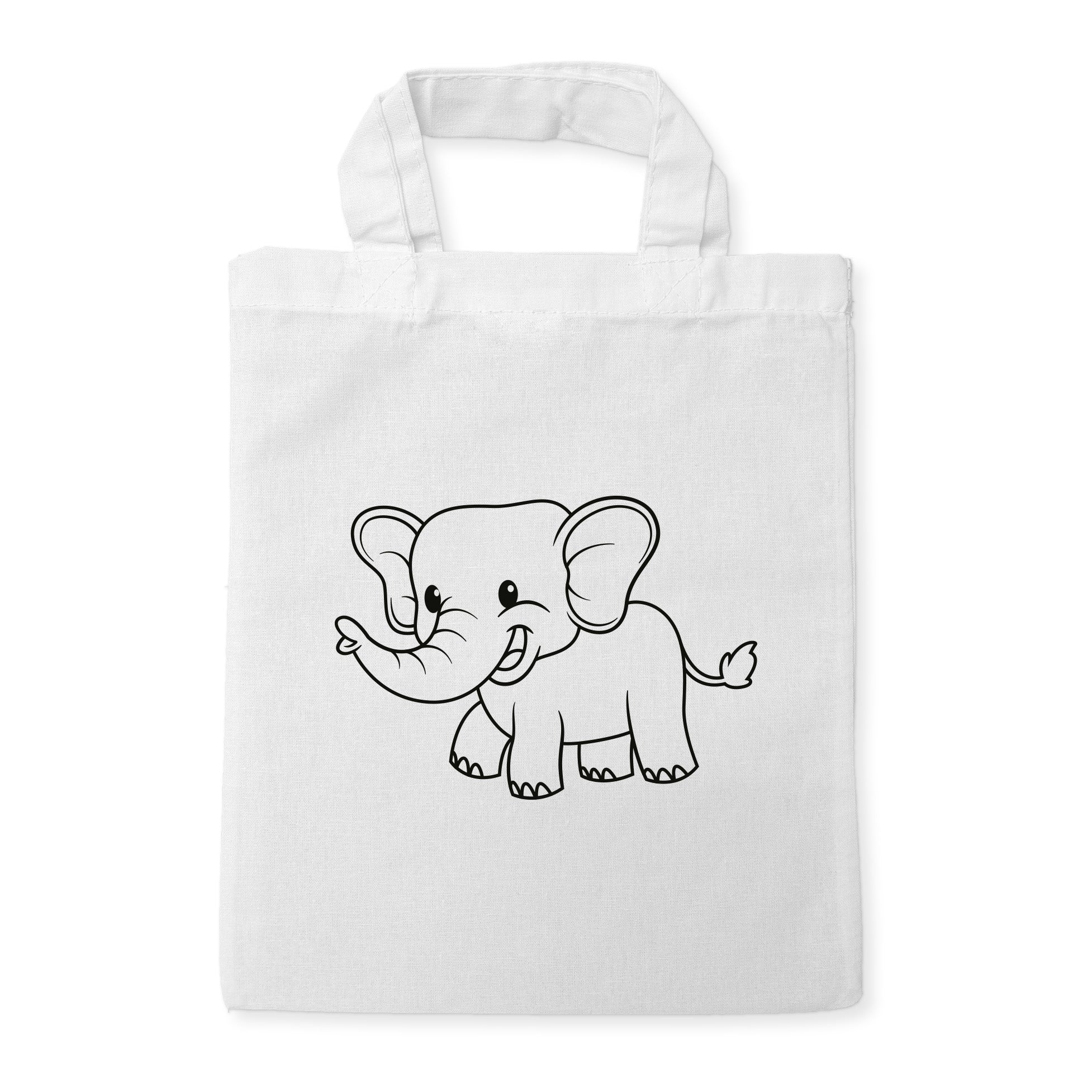 Elefant Kindertaschen zum Ausmalen, 22 x 26 cm, 100% Baumwolle