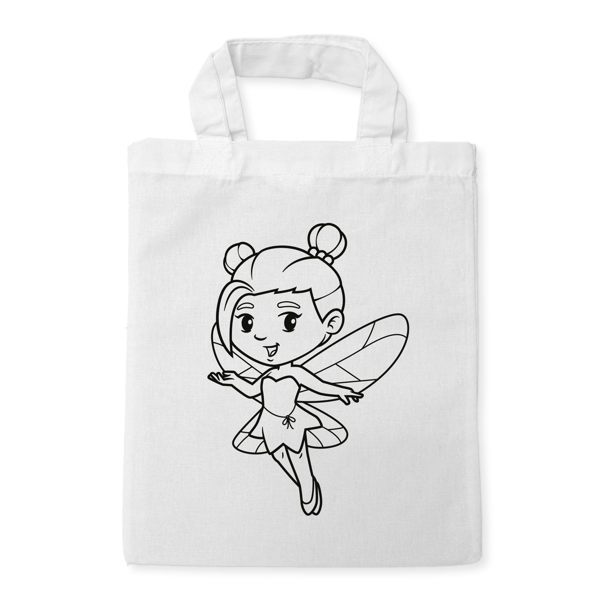 Fee Elfe Kindertaschen zum Ausmalen, 22 x 26 cm, 100% Baumwolle