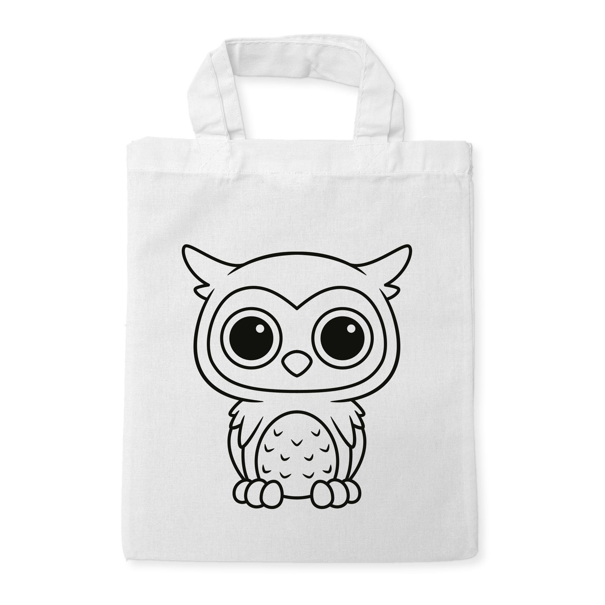 Eule Kindertaschen zum Ausmalen, 22 x 26 cm, 100% Baumwolle