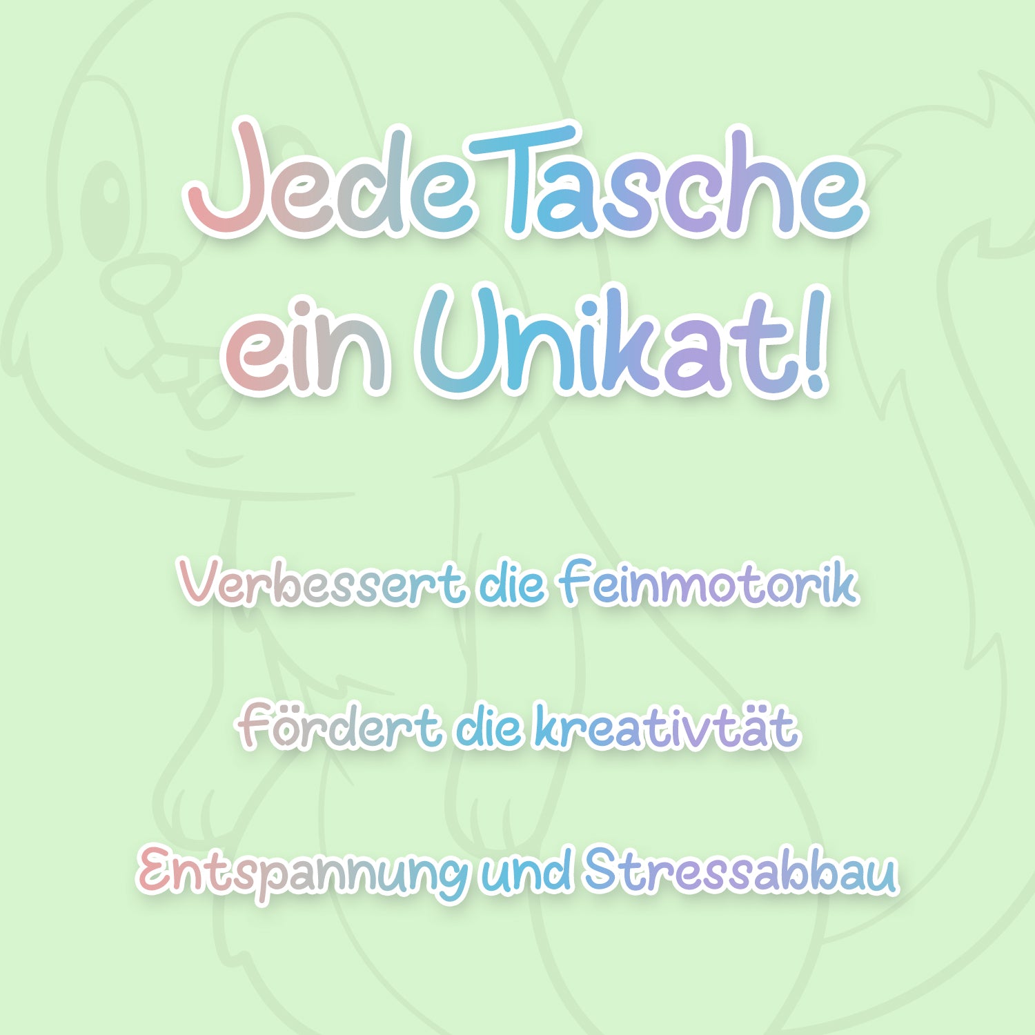 (B-Ware) Kindertaschen zum bemalen mit Zufallsmotiv, 22 x 26 cm, 100% Baumwolle