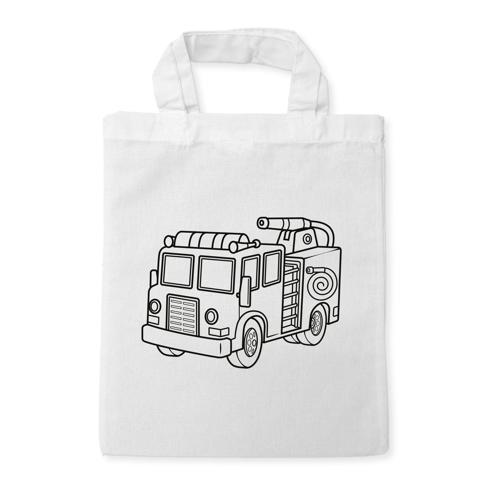 Feuerwehrauto Kindertaschen (5 Stück) zum Ausmalen, 22 x 26 cm, 100% Baumwolle