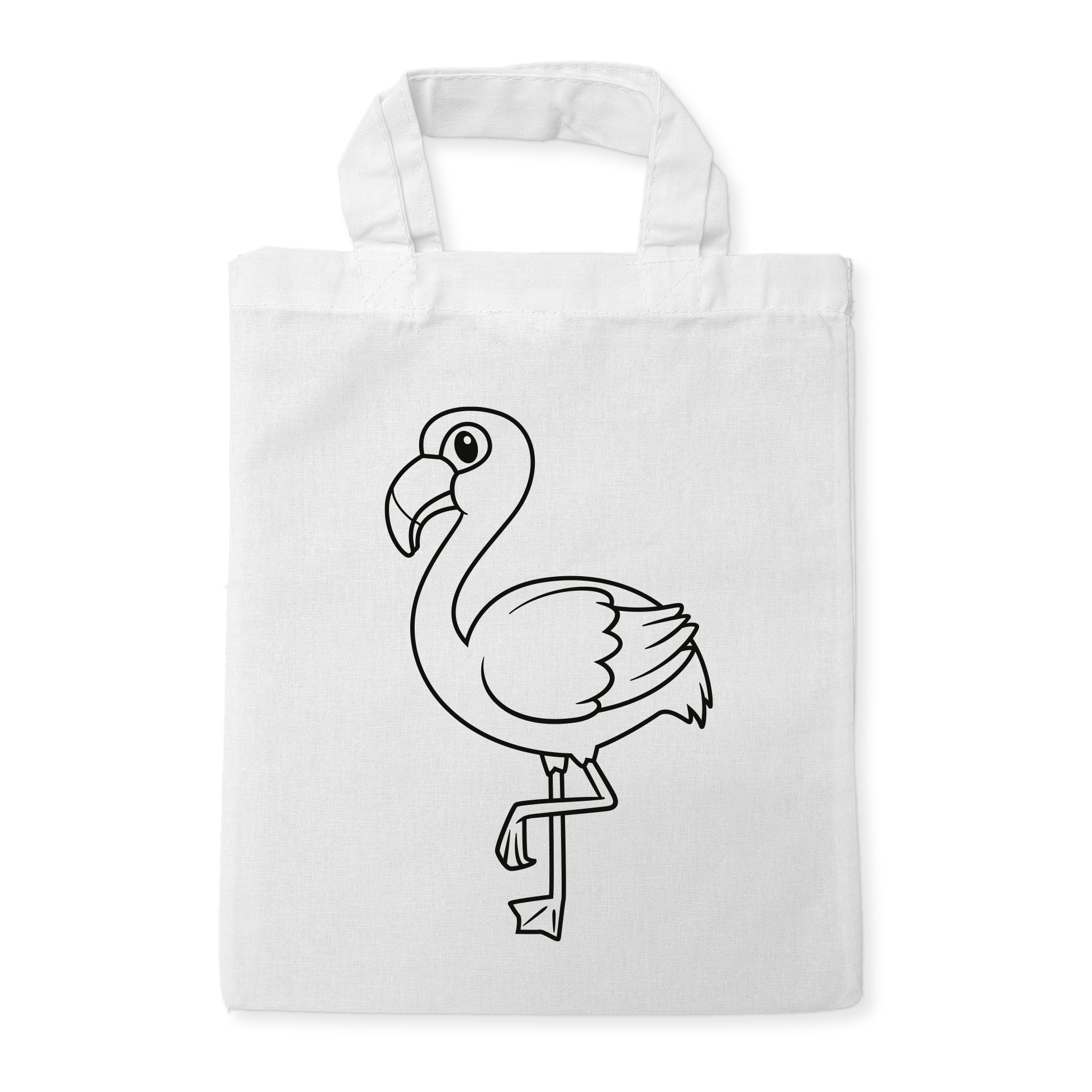 Flamingo Kindertaschen zum Ausmalen, 22 x 26 cm, 100% Baumwolle
