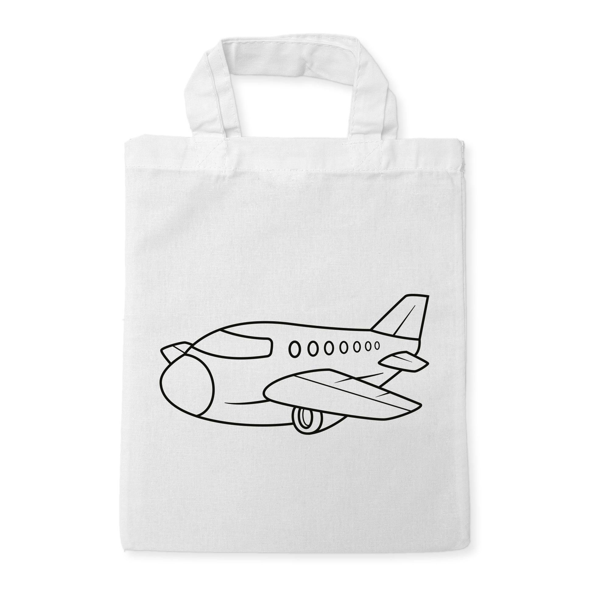 Flugzeug Kindertaschen zum Ausmalen, 22 x 26 cm, 100% Baumwolle