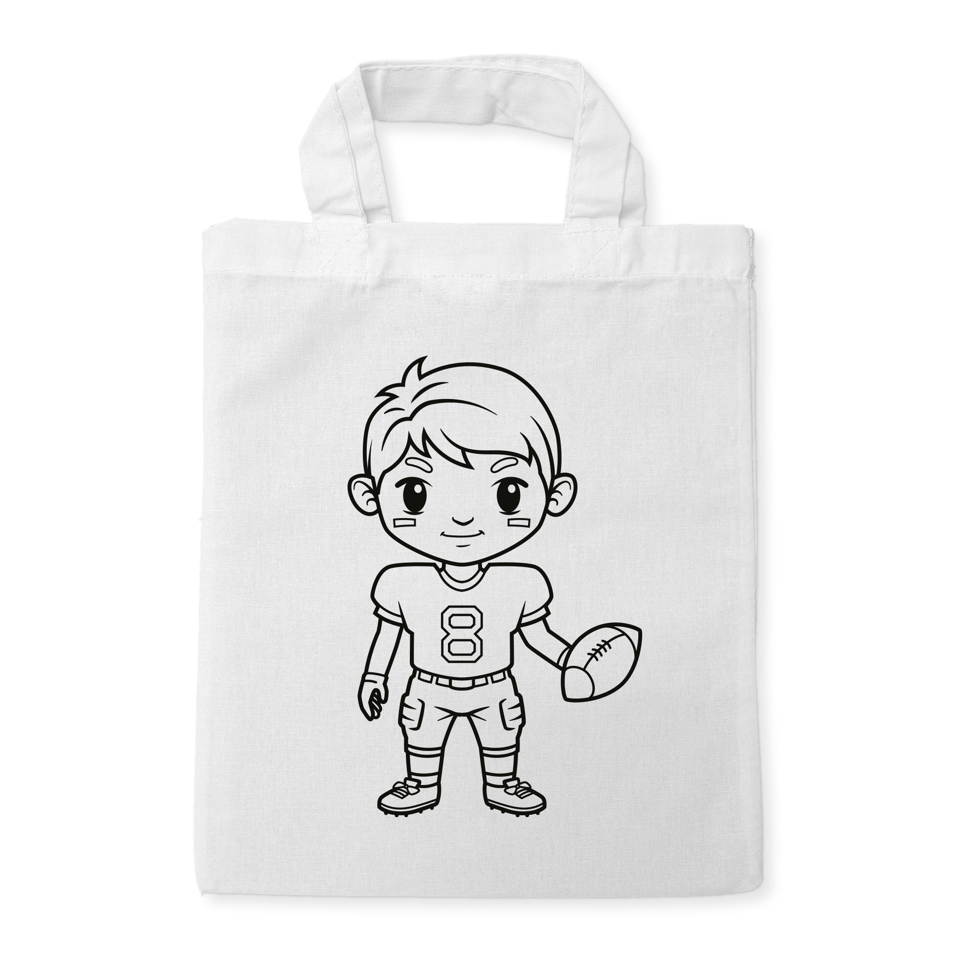 American Football Junge Kindertaschen zum Ausmalen, 22 x 26 cm, 100% Baumwolle