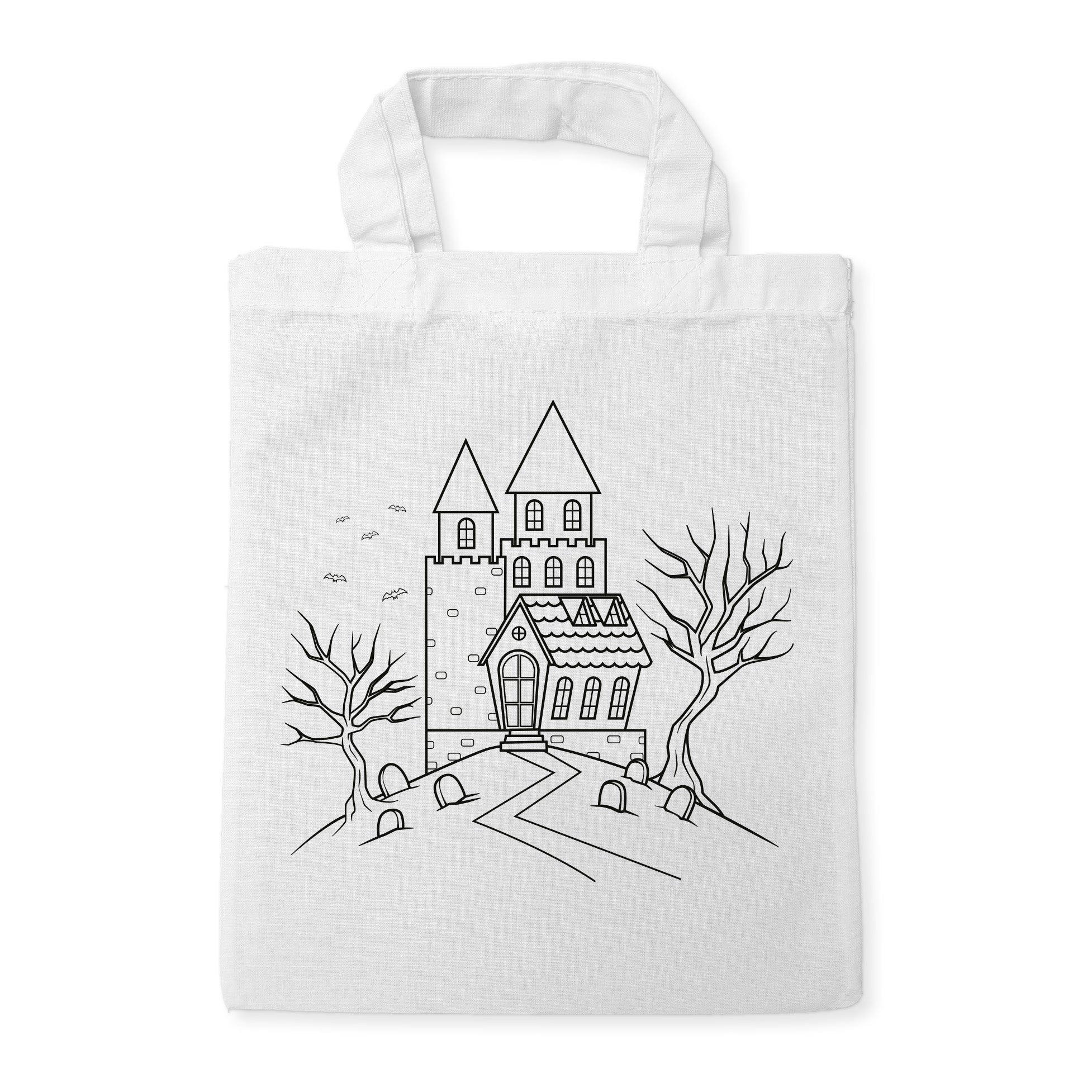Geisterschloss Kindertaschen zum Ausmalen, 22 x 26 cm, 100% Baumwolle