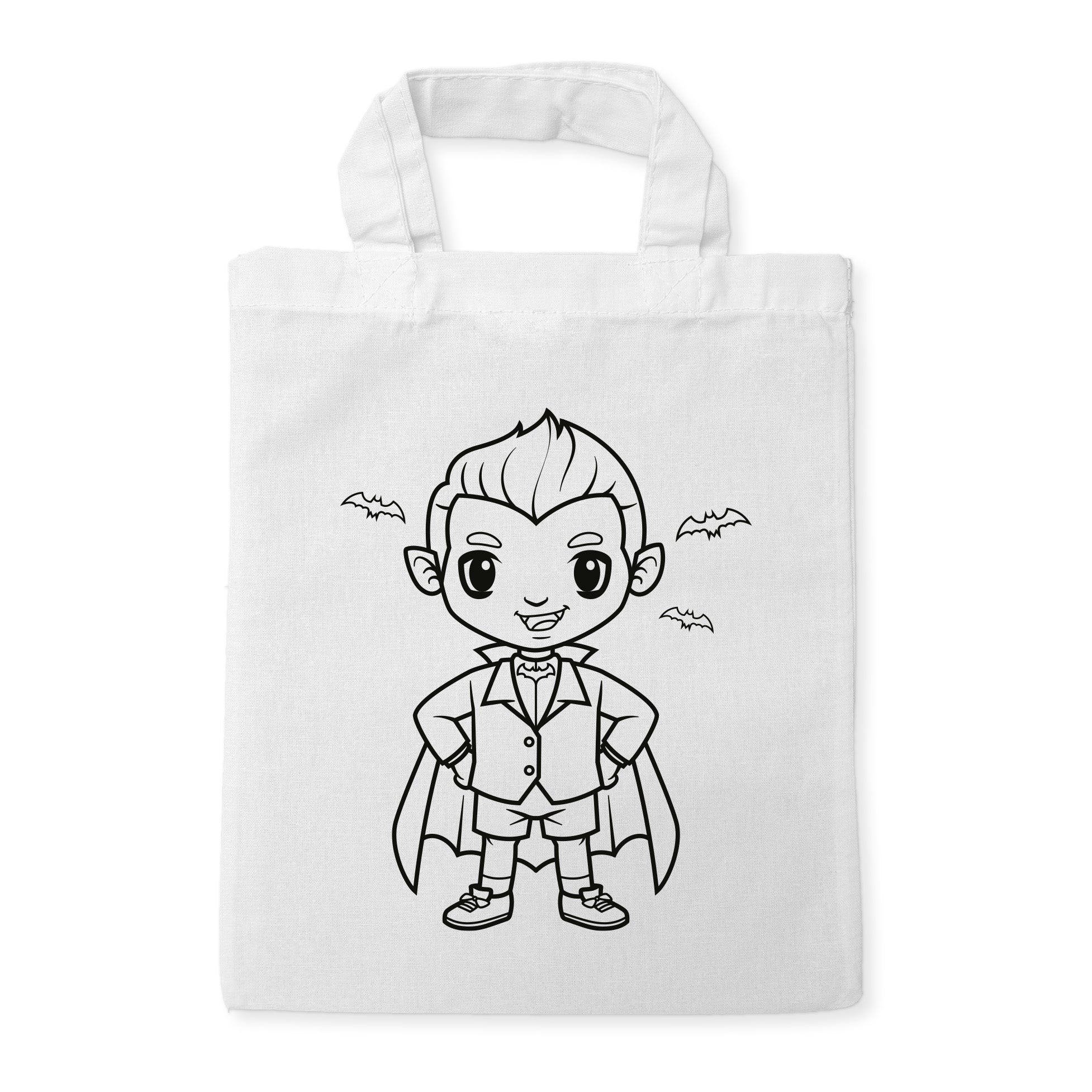 Vampir Halloweenparty Kindertaschen zum Ausmalen, 22 x 26 cm, 100% Baumwolle