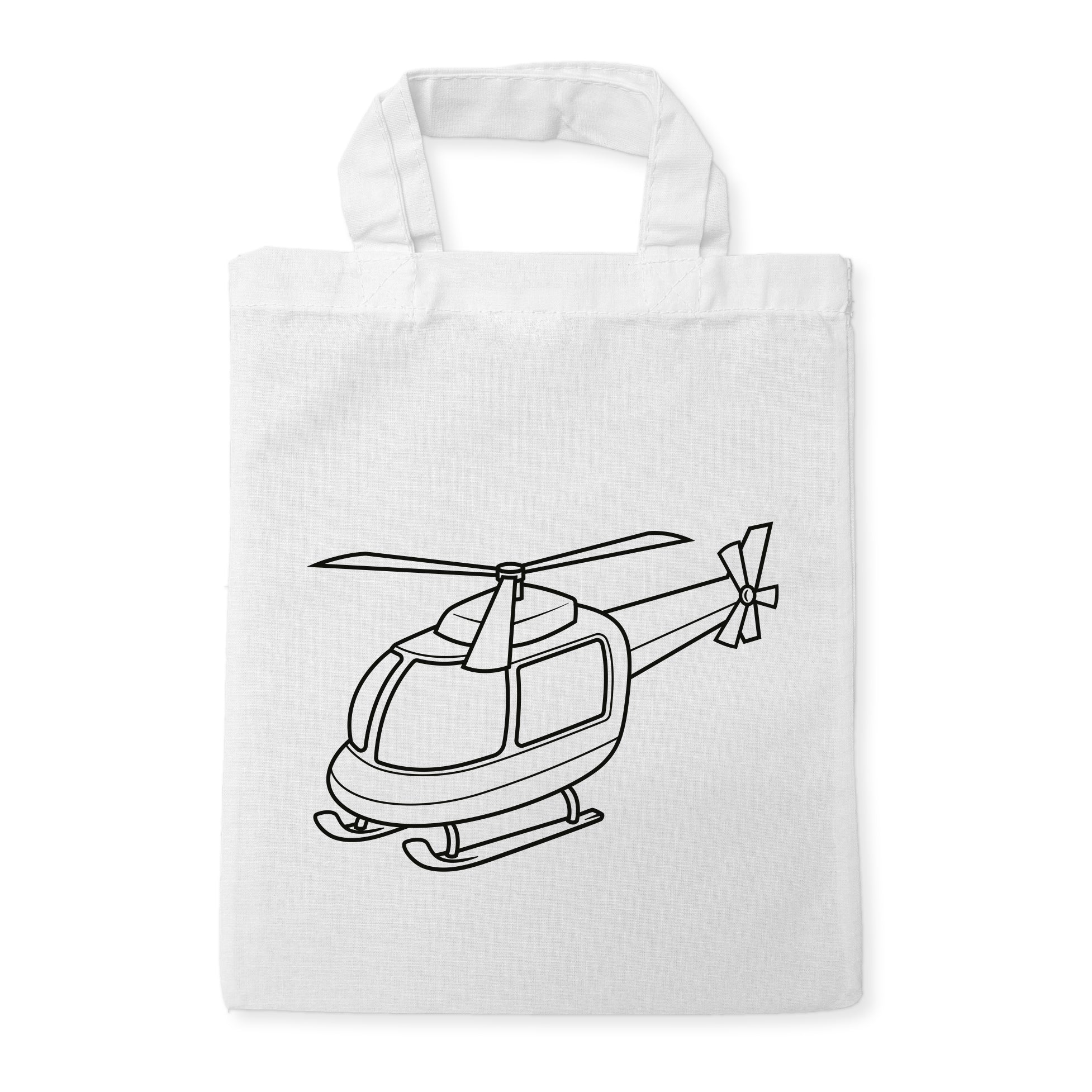 Hubschrauber Helikopter Kindertaschen zum Ausmalen, 22 x 26 cm, 100% Baumwolle