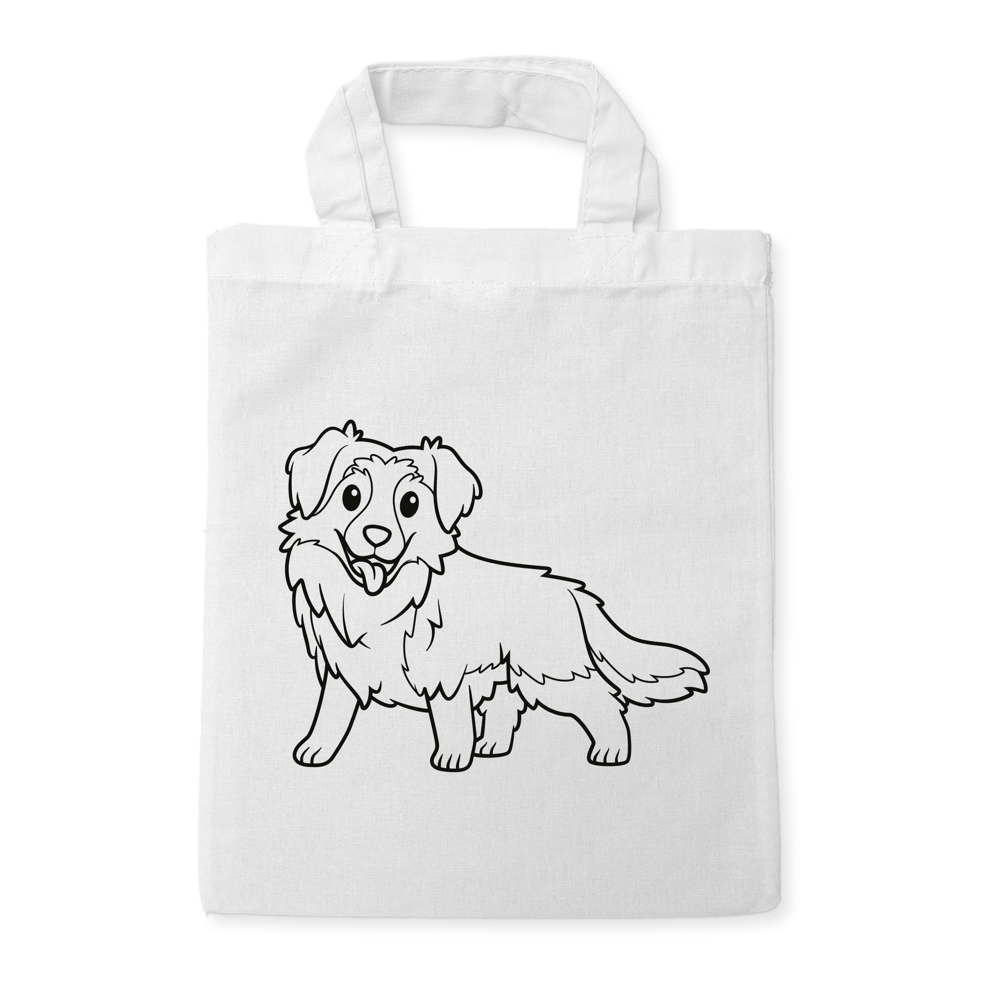 Hund Australian Shepherd Kindertaschen zum Ausmalen, 22 x 26 cm, 100% Baumwolle