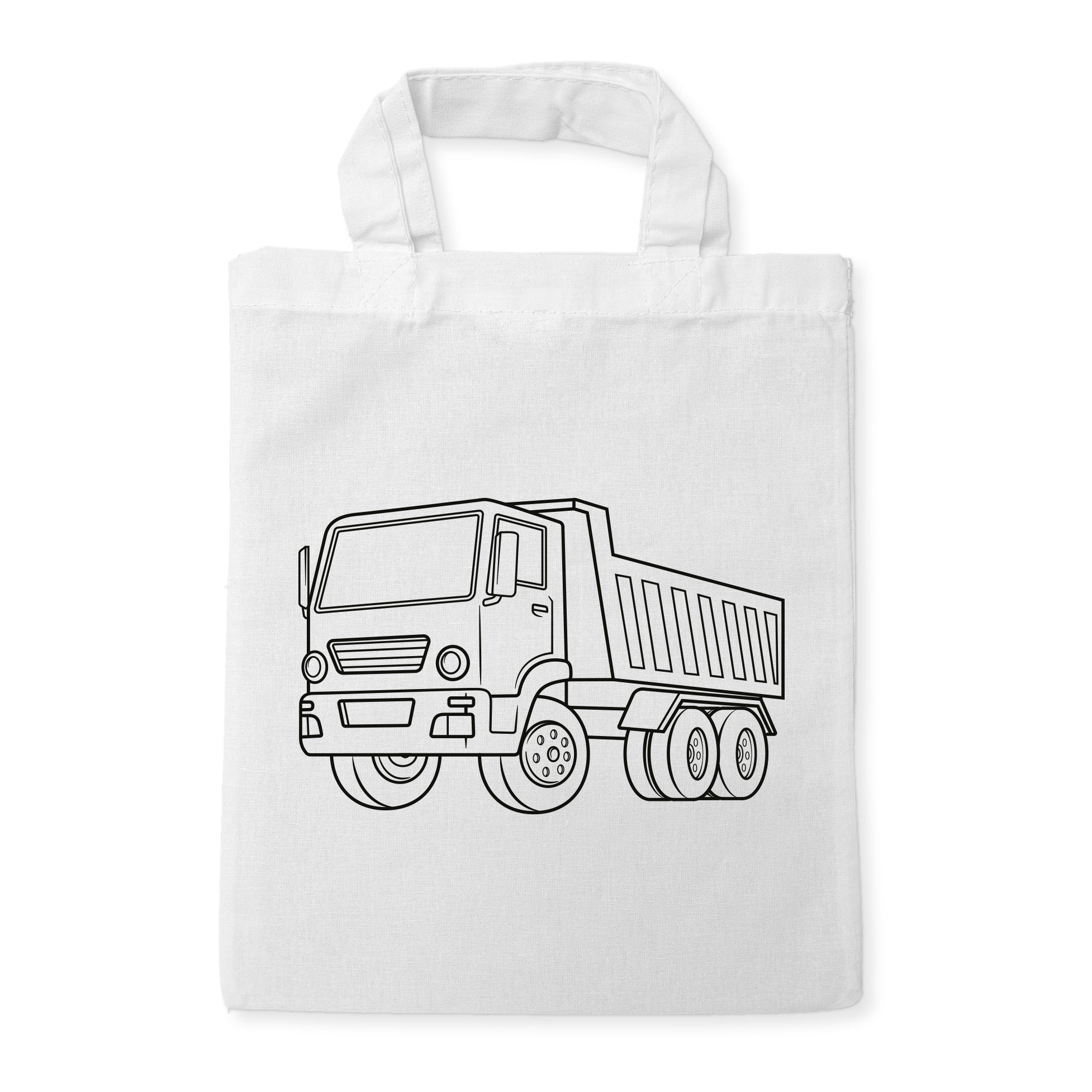 LKW Baustellenfahrzeug Kindertaschen zum Ausmalen, 22 x 26 cm, 100% Baumwolle