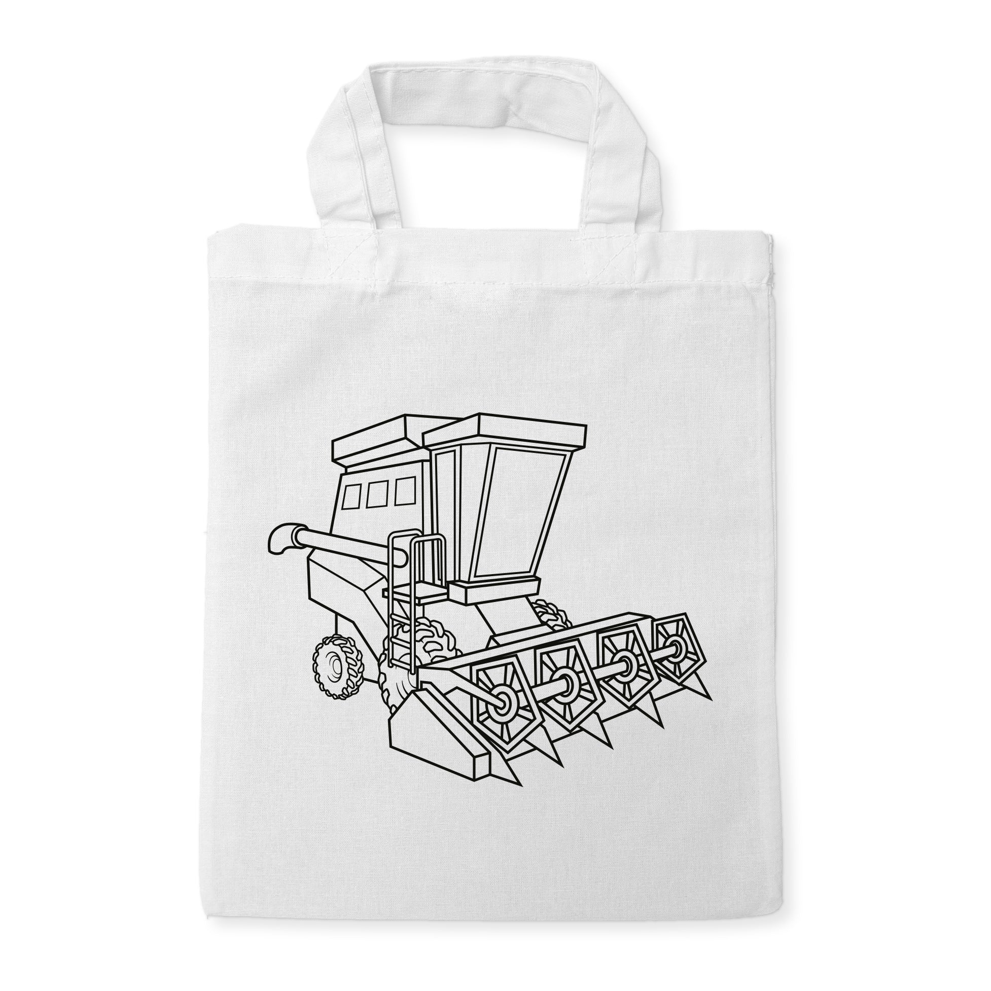 Mähdrescher Kindertaschen zum Ausmalen, 22 x 26 cm, 100% Baumwolle
