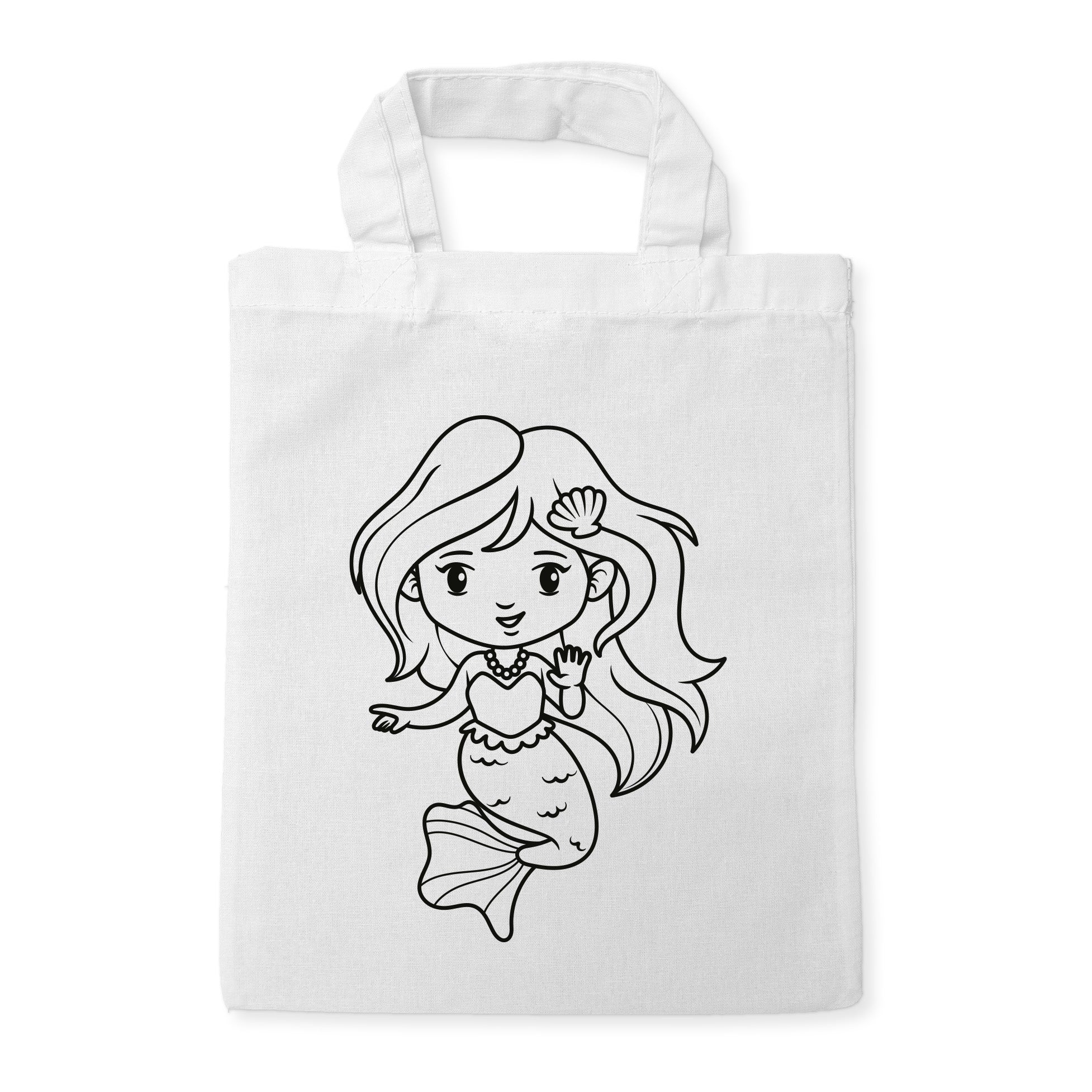 Meerjungfrau Kindertaschen zum Ausmalen, 22 x 26 cm, 100% Baumwolle