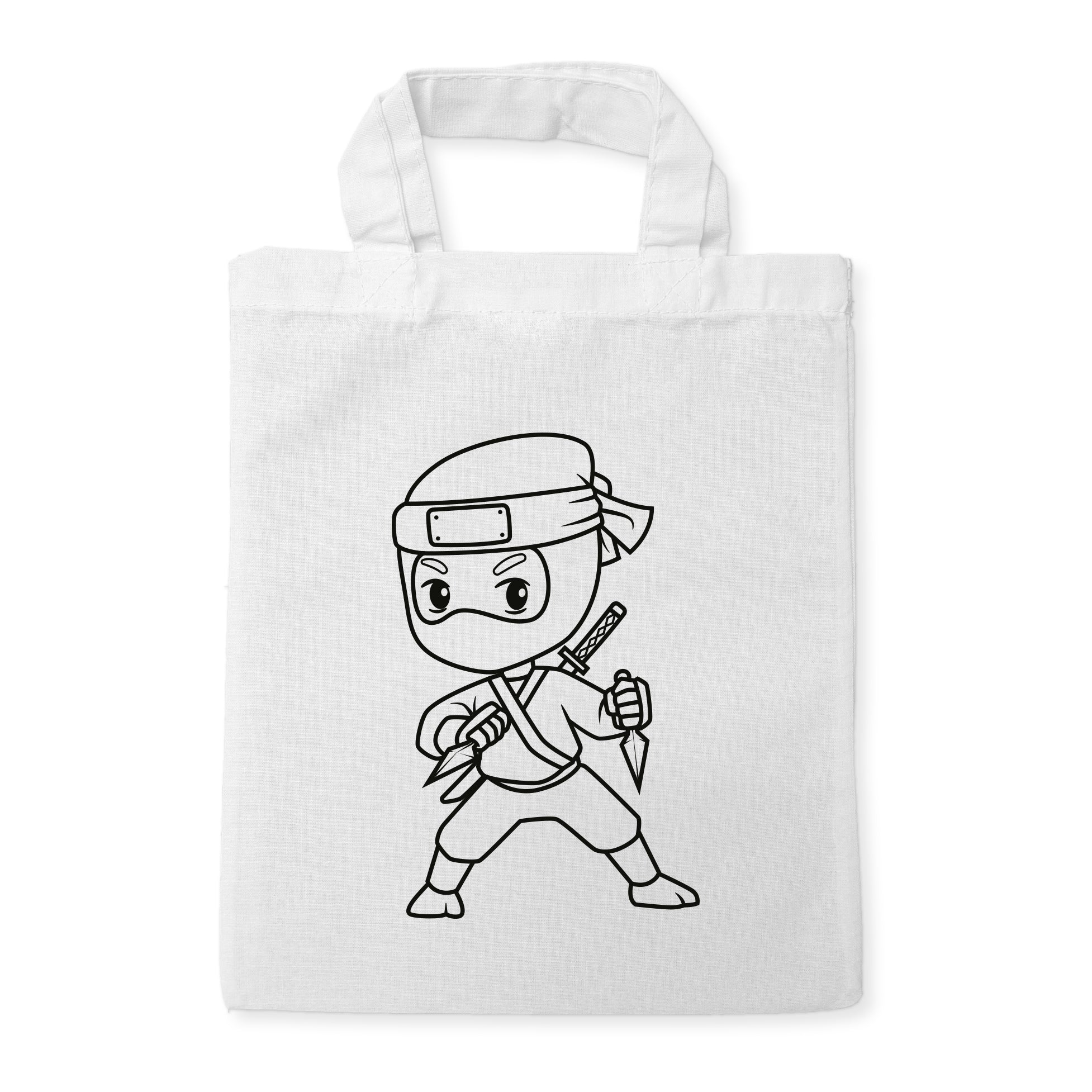 Ninja Junge Kindertaschen zum Ausmalen, 22 x 26 cm, 100% Baumwolle