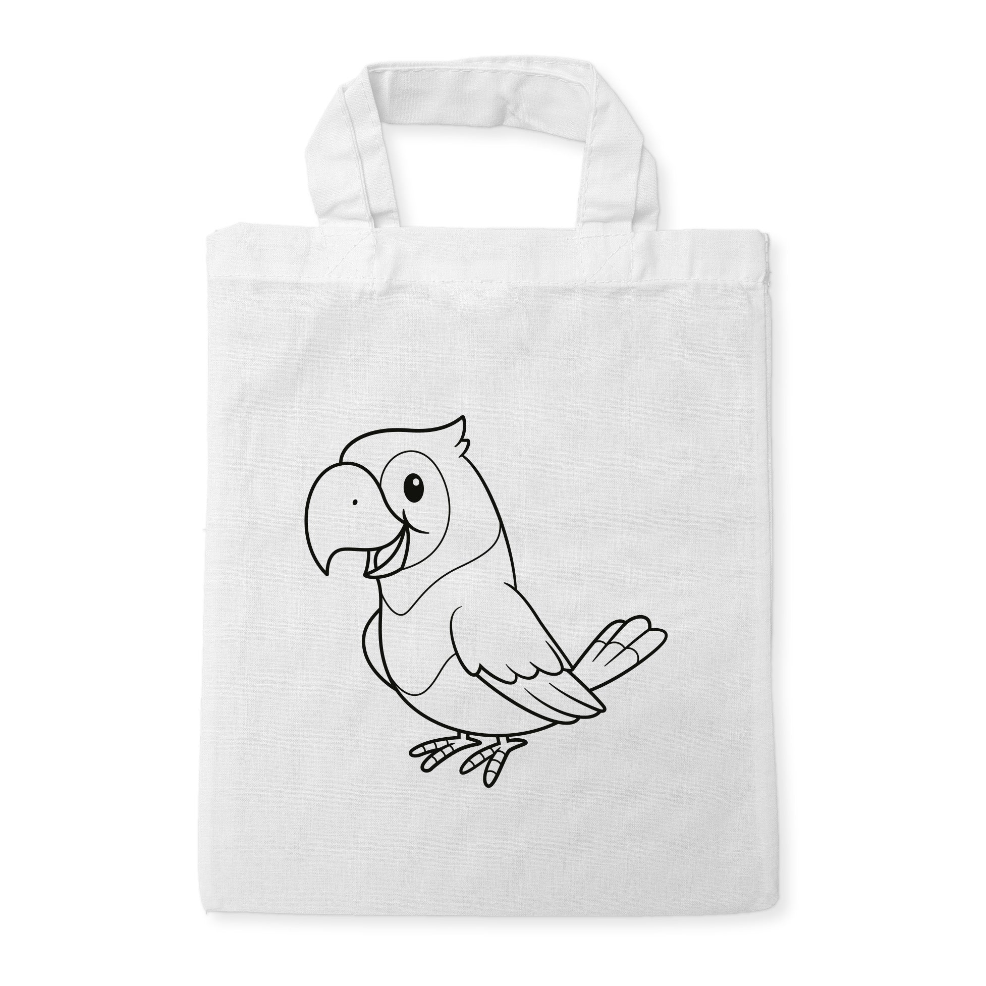 Papagei Kindertaschen zum Ausmalen, 22 x 26 cm, 100% Baumwolle