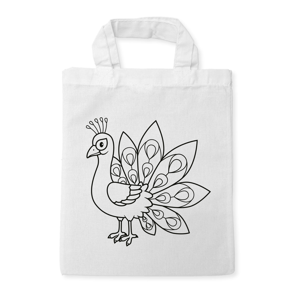 Pfau Ausmaltasche für Kinder, unbemaltes Motiv