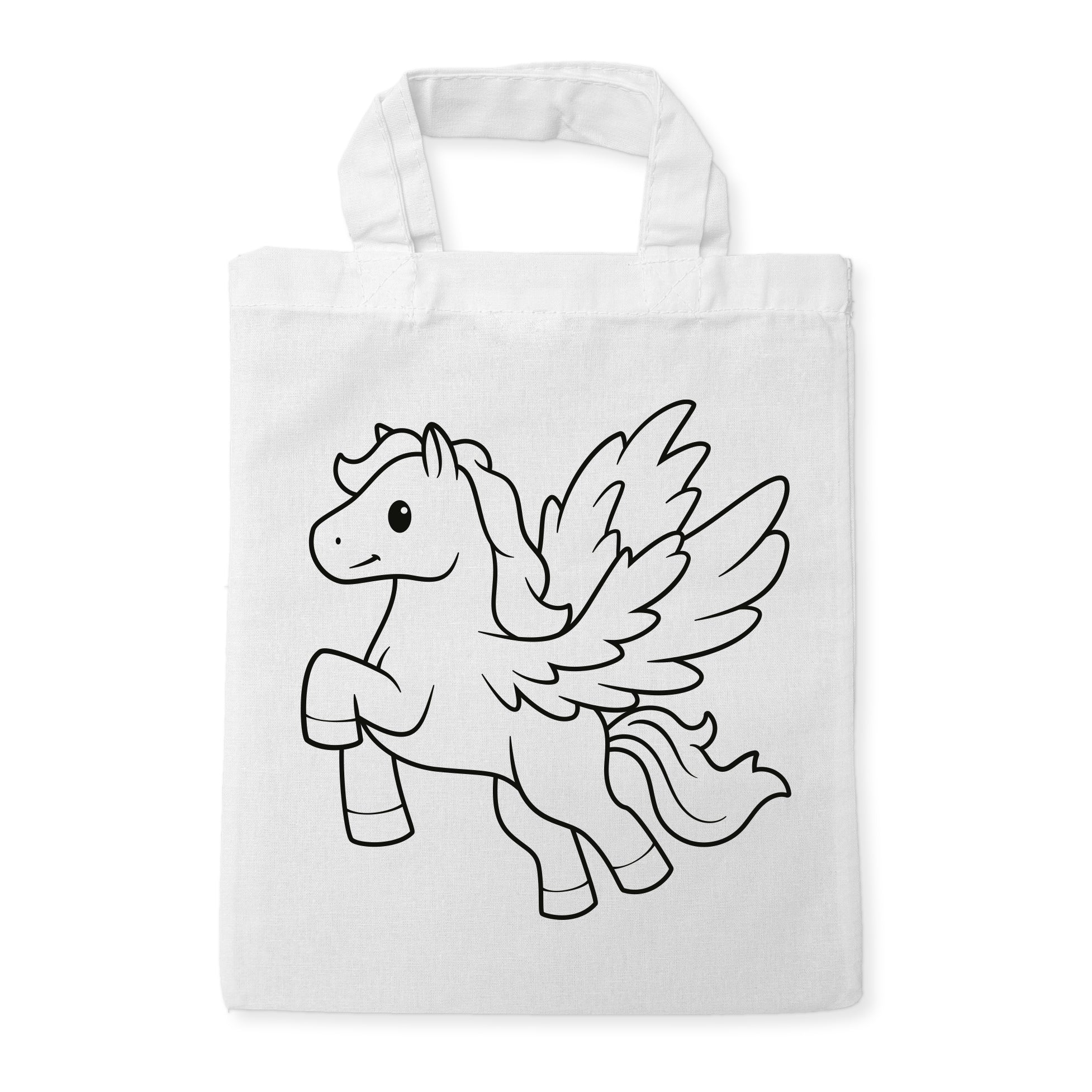 Pegasus Pferd Kindertaschen zum Ausmalen, 22 x 26 cm, 100% Baumwolle