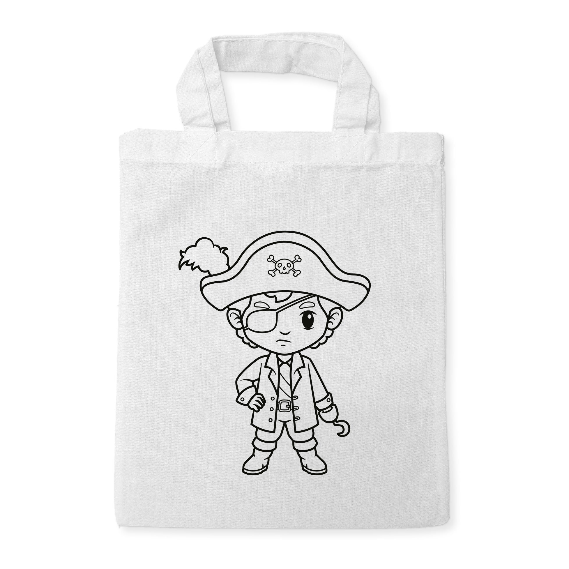 Pirat Junge Kindertaschen zum Ausmalen, 22 x 26 cm, 100% Baumwolle