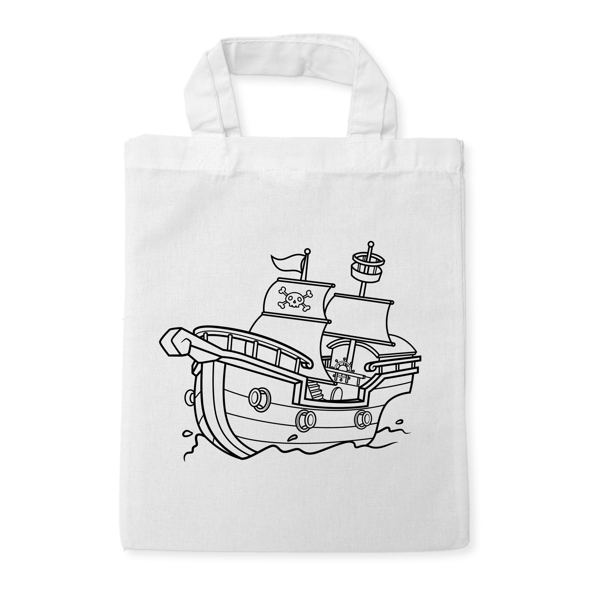 Piratenschiff Kindertaschen zum Ausmalen, 22 x 26 cm, 100% Baumwolle