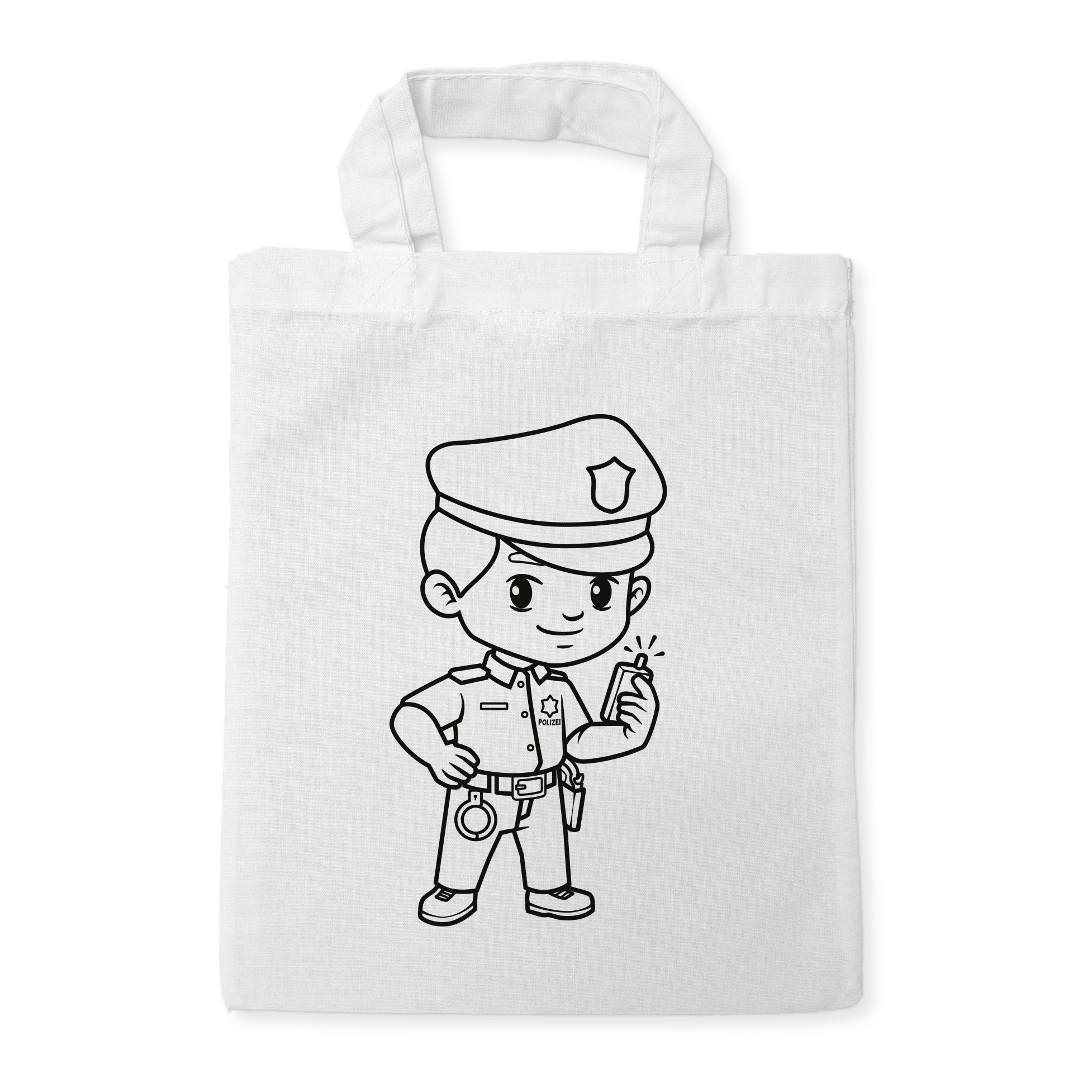 Polizist Kindertaschen zum Ausmalen, 22 x 26 cm, 100% Baumwolle