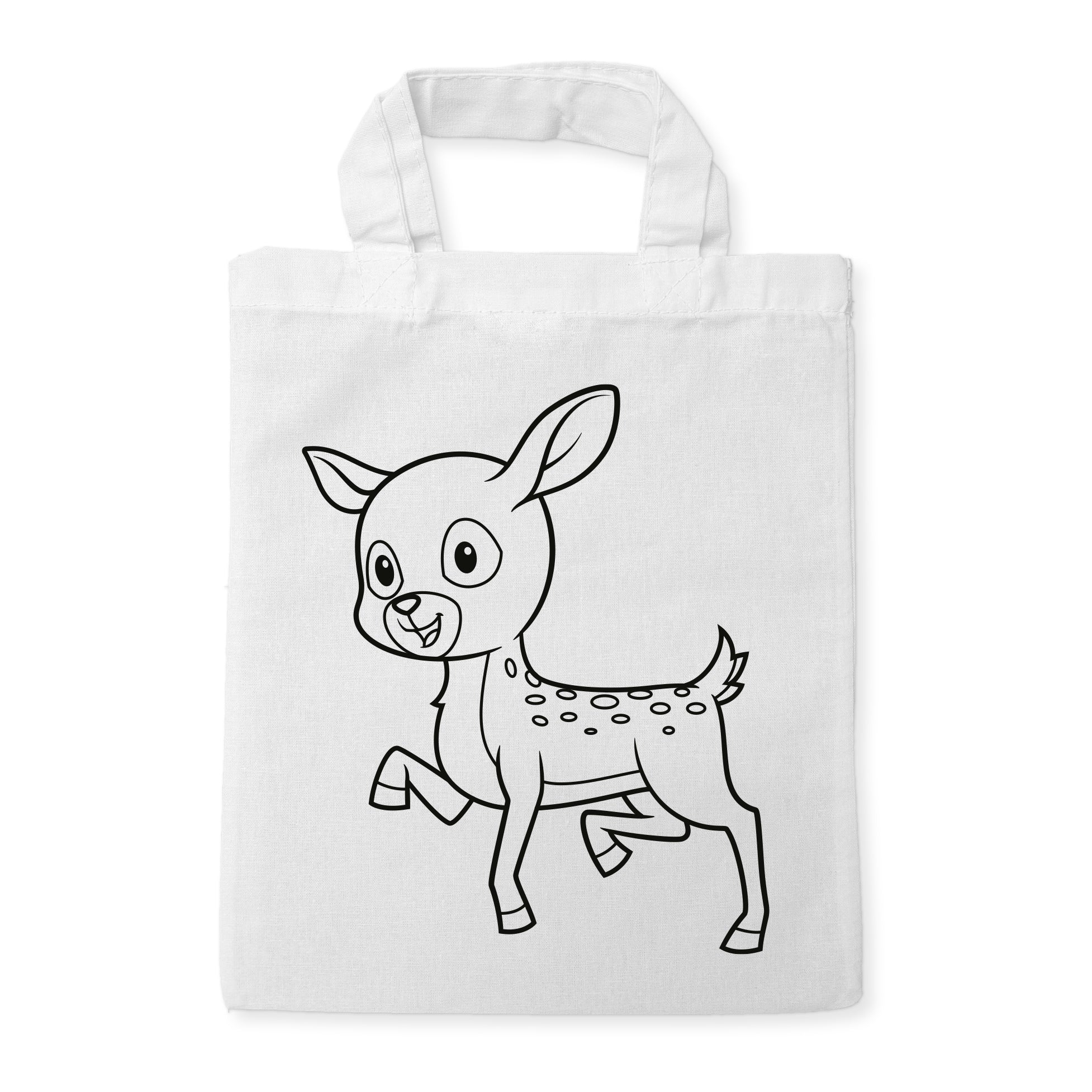 Reh Kindertaschen zum Ausmalen, 22 x 26 cm, 100% Baumwolle