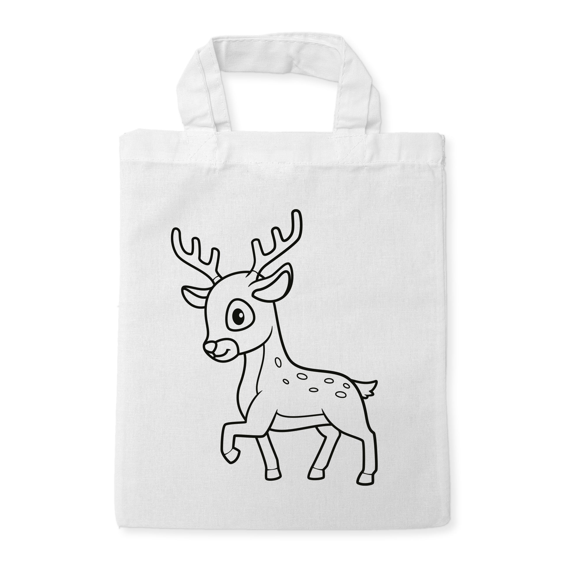 Rentier Hirsch Kindertaschen zum Ausmalen, 22 x 26 cm, 100% Baumwolle