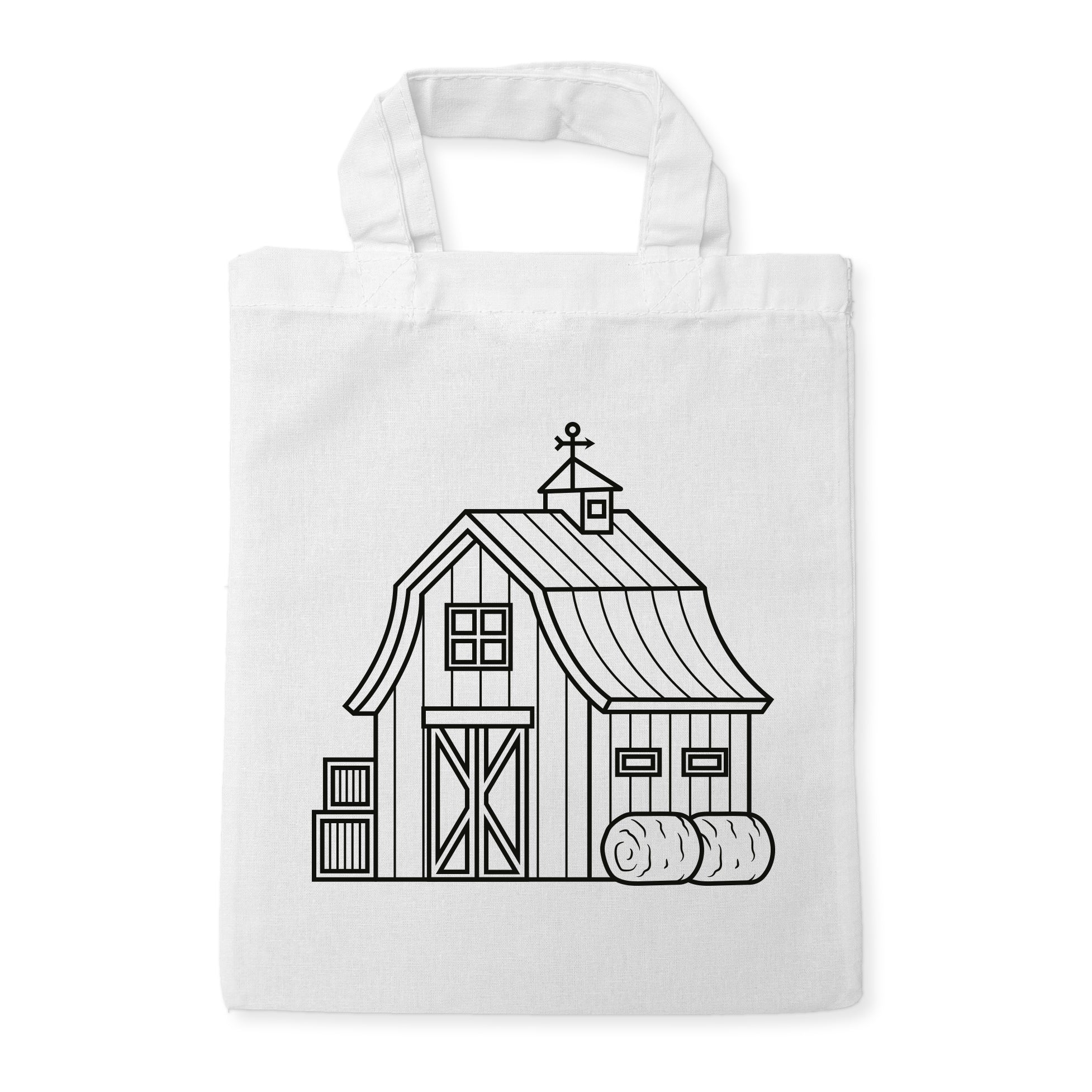 Bauernhof Scheune Kindertaschen zum Ausmalen, 22 x 26 cm, 100% Baumwolle