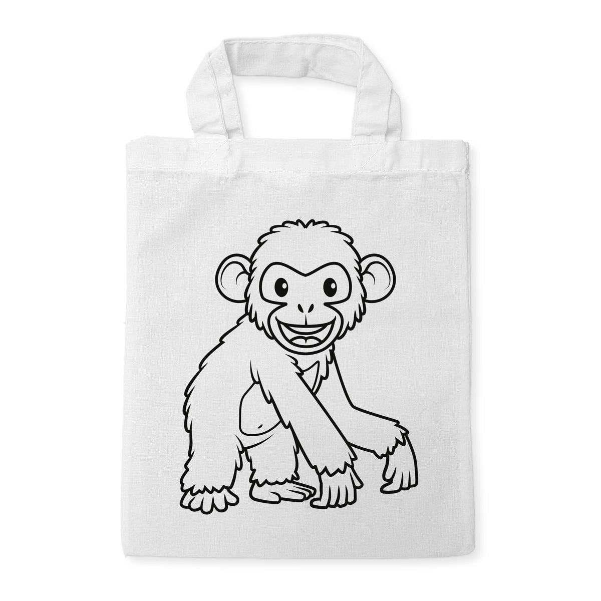 Schimpanse Ausmaltasche für Kinder, unbemaltes Motiv