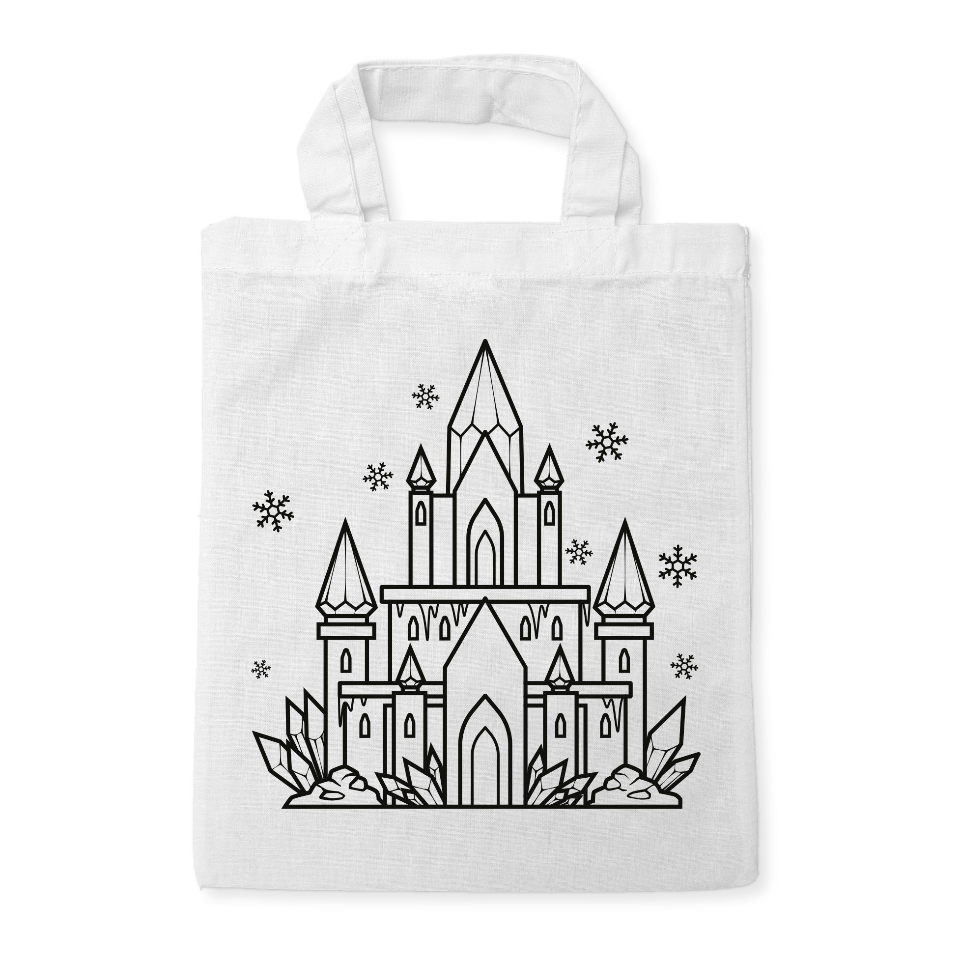 Eisschloss Kindertaschen zum Ausmalen, 22 x 26 cm, 100% Baumwolle