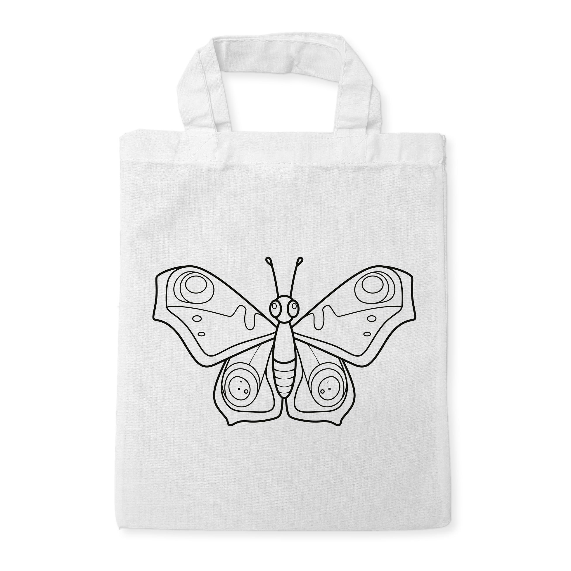 Schmetterling Tagpfauenauge Kindertaschen zum Ausmalen, 22 x 26 cm, 100% Baumwolle