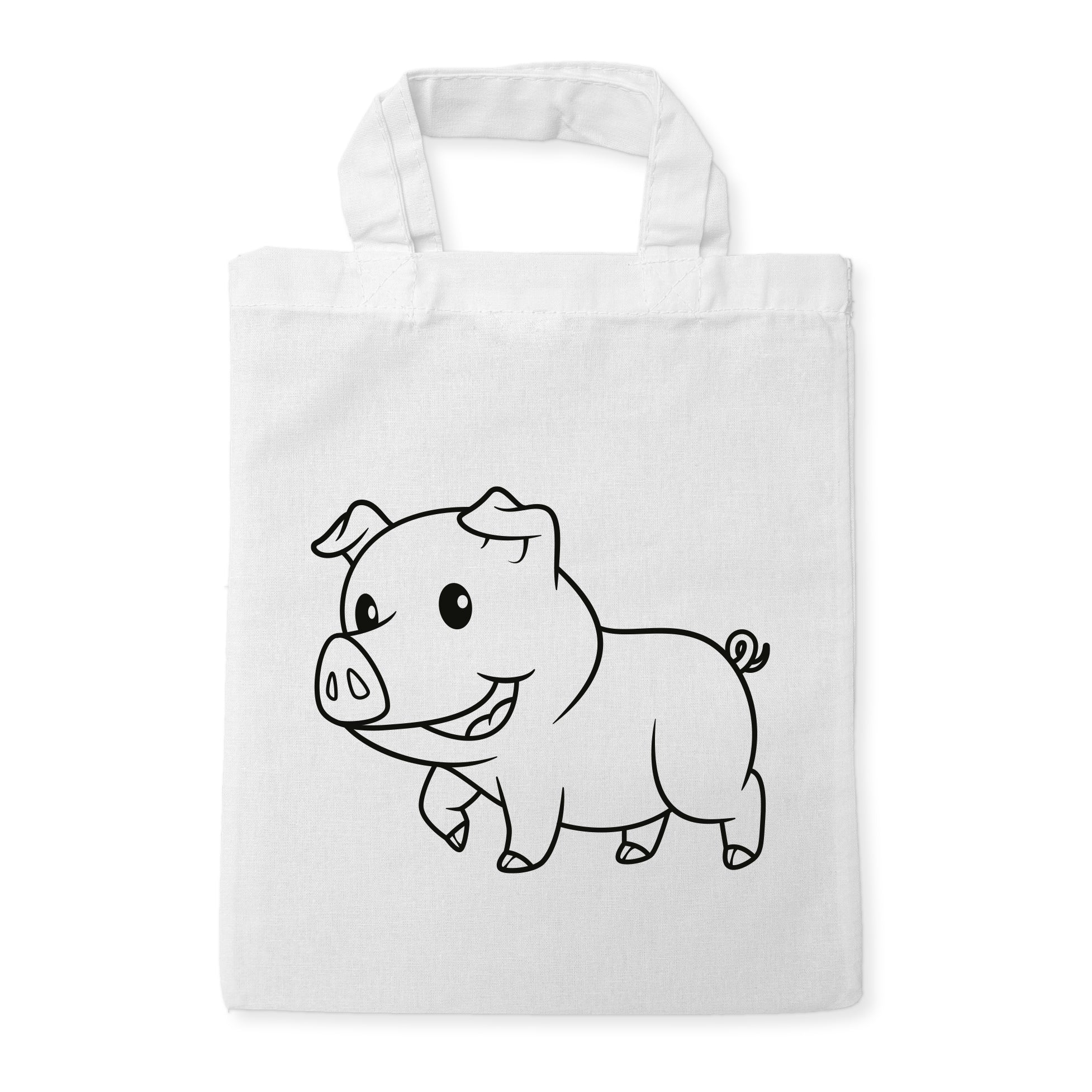Schwein Kindertaschen zum Ausmalen, 22 x 26 cm, 100% Baumwolle