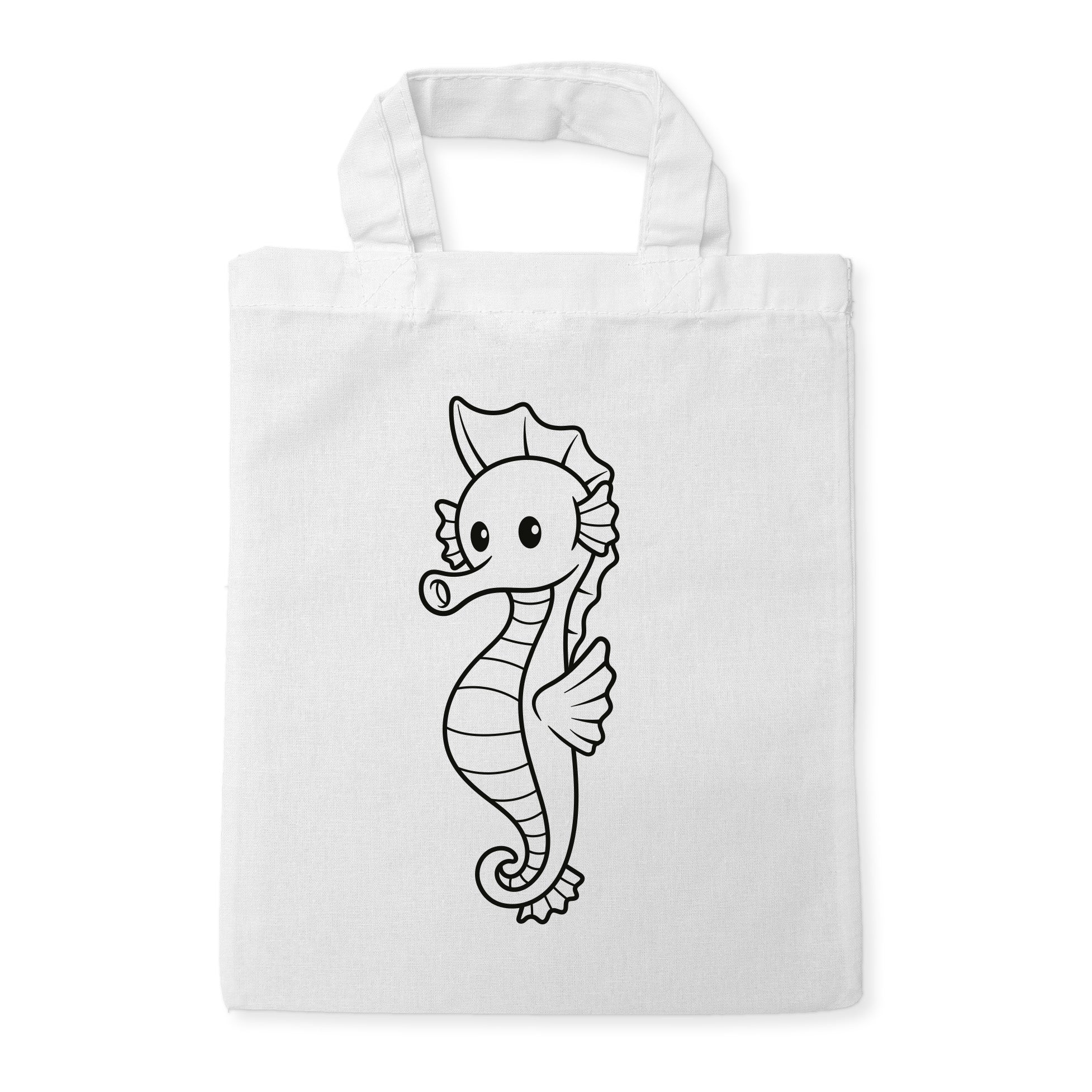 Seepferdchen Kindertaschen zum Ausmalen, 22 x 26 cm, 100% Baumwolle